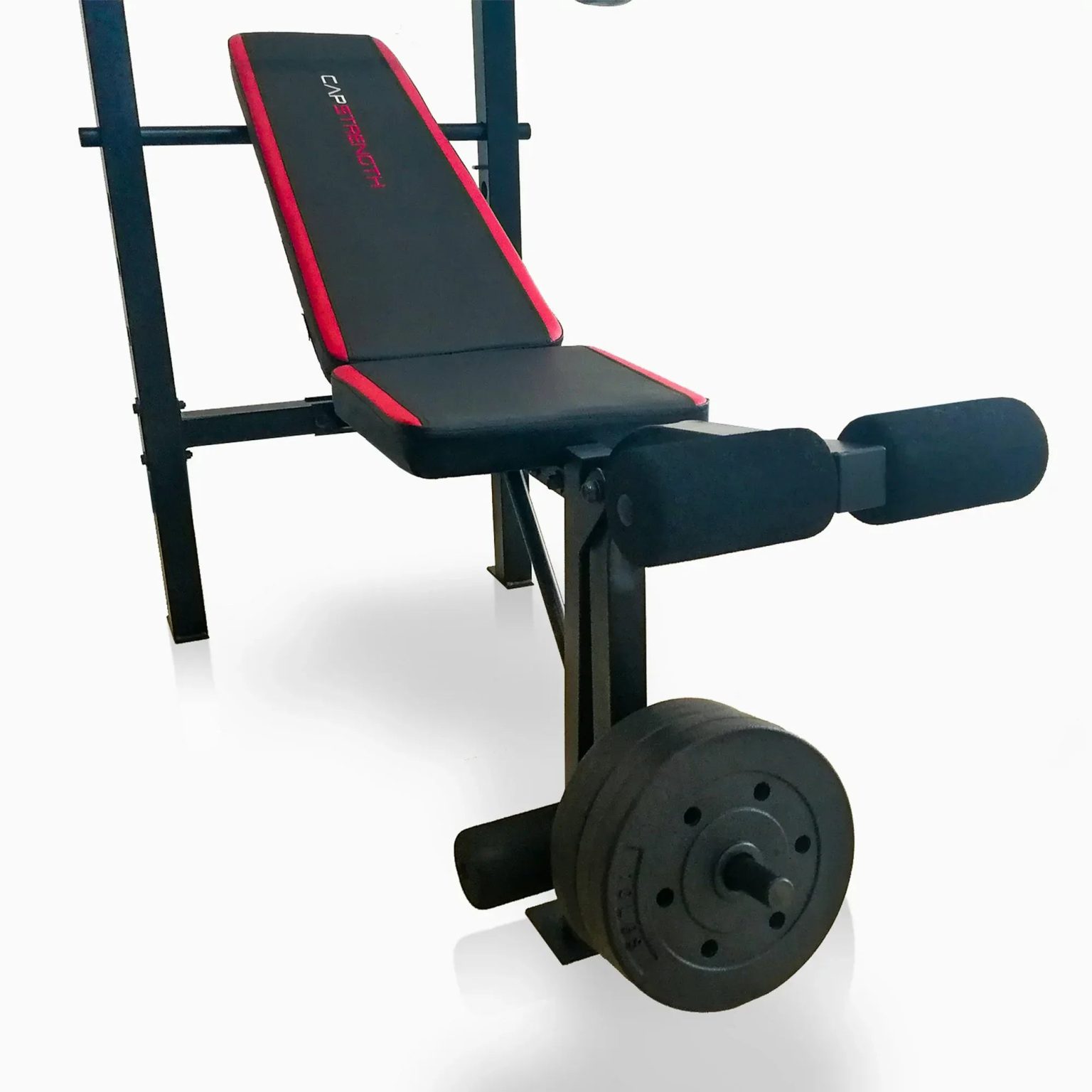 ZenVora Adjustable Standard Weight Bench with Rack and Leg Extension, 90 lb. Weight Set