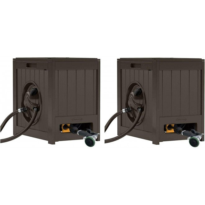 ZenVora 125-Foot Auto-Rewind Water-Powered Garden Hose Reel, Java, 2-Pack