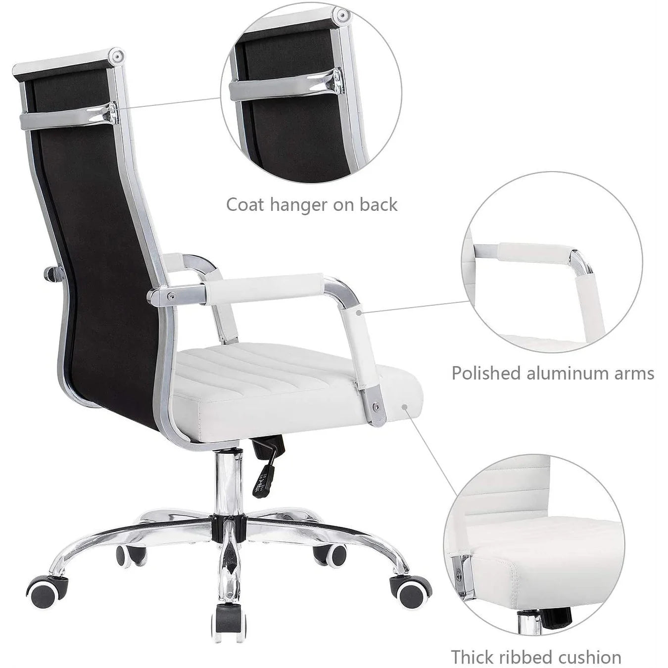 ZenVora Ergonomic Ribbed Office Chair, Modern Computer Desk Chair with Comfortable Upholstered Seat for Home and Office