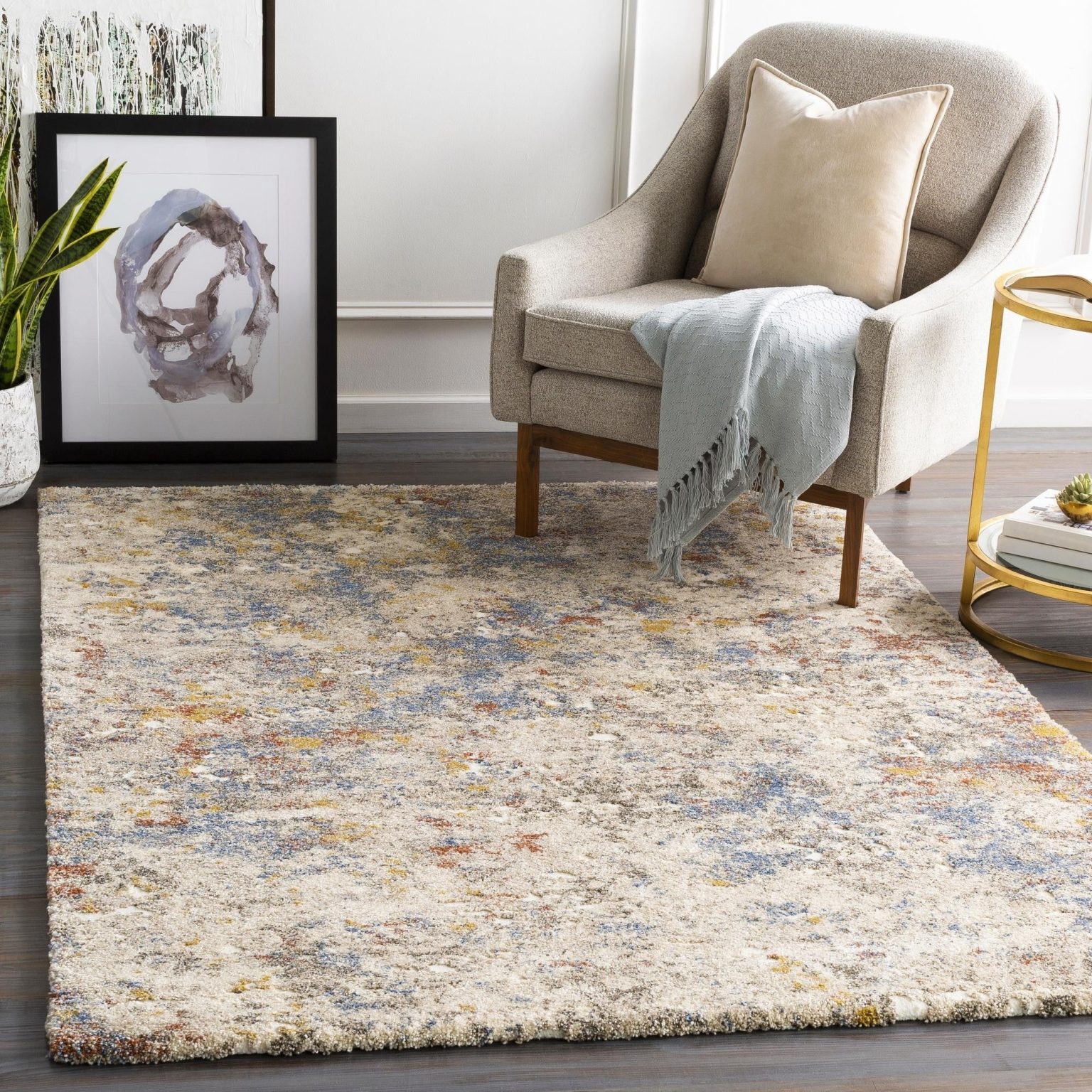 ZenVora Mid-Century Medallion Area Rug, Modern Decorative Pattern Rug for Living Room, Bedroom and Home Decor