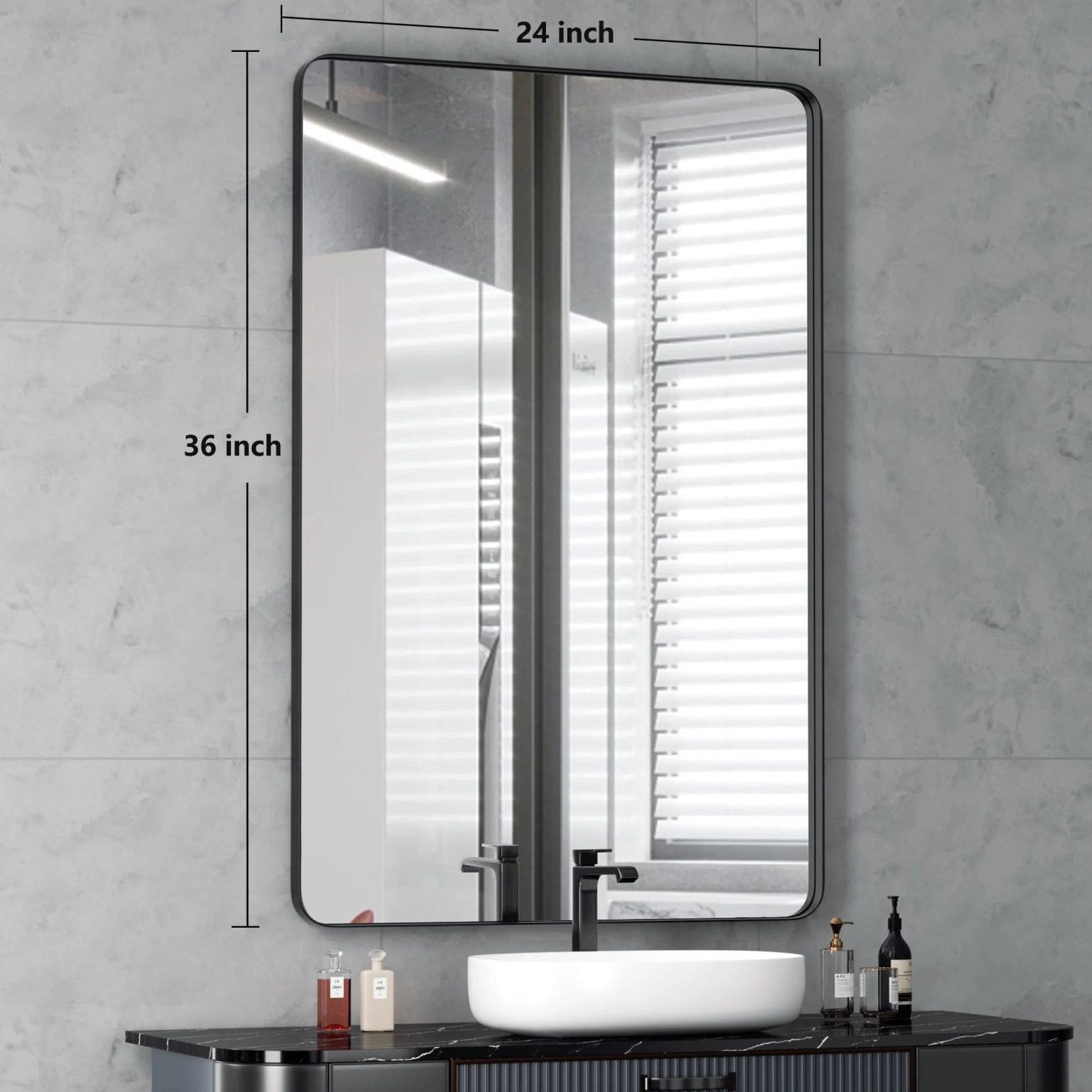 ZenVora Wall Mirror Vanity Mirror, Bathroom Mirror with Rounded Corners, 1 Piece