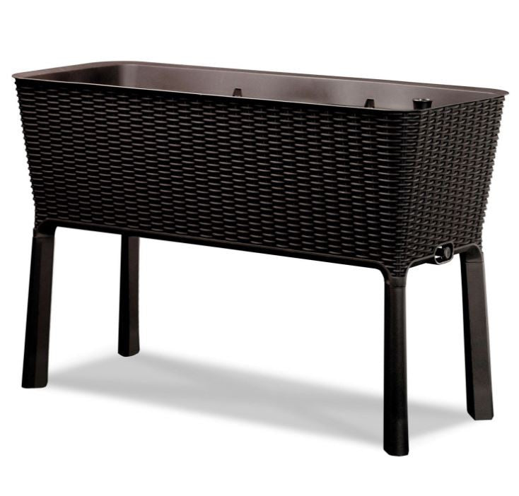 ZenVora 31.7 Gallon Raised Garden Bed Planter - Resin Wicker Elevated Planter with Water Indicator