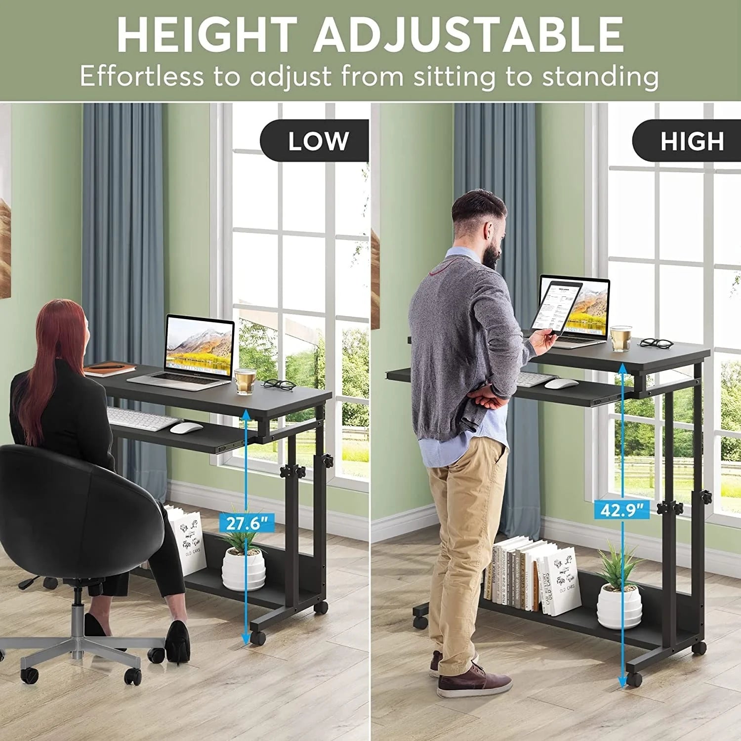 ZenVora Height Adjustable Laptop Desk, Portable Sofa and Bed Table for Work and Study