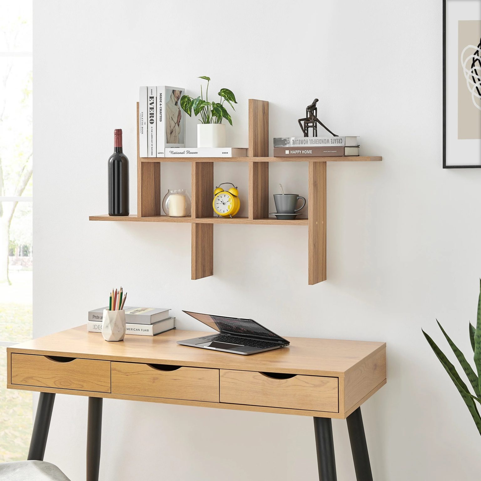 ZenVora Cantilever Floating Wall Shelf, Modern Decorative Display Shelf for Living Room, Bedroom and Home Storage