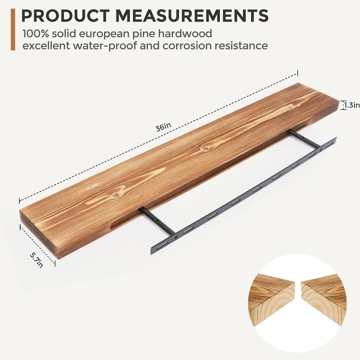 ZenVora Set of 2 Handcrafted European Pine Floating Wall Shelves, Natural Rustic Wood