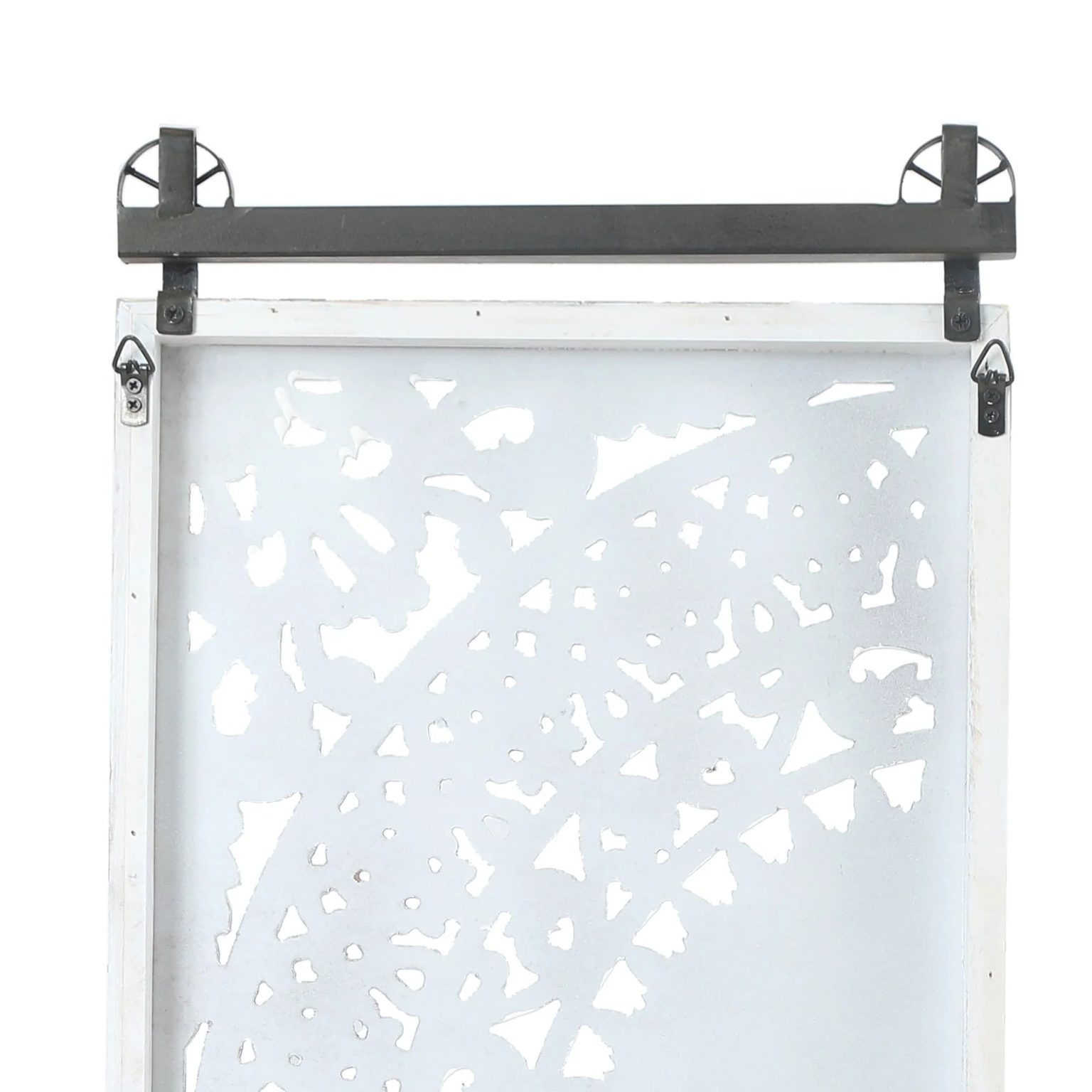 Set of 2 Distressed Ivory White Wood Flower Wall Art with Black Accents