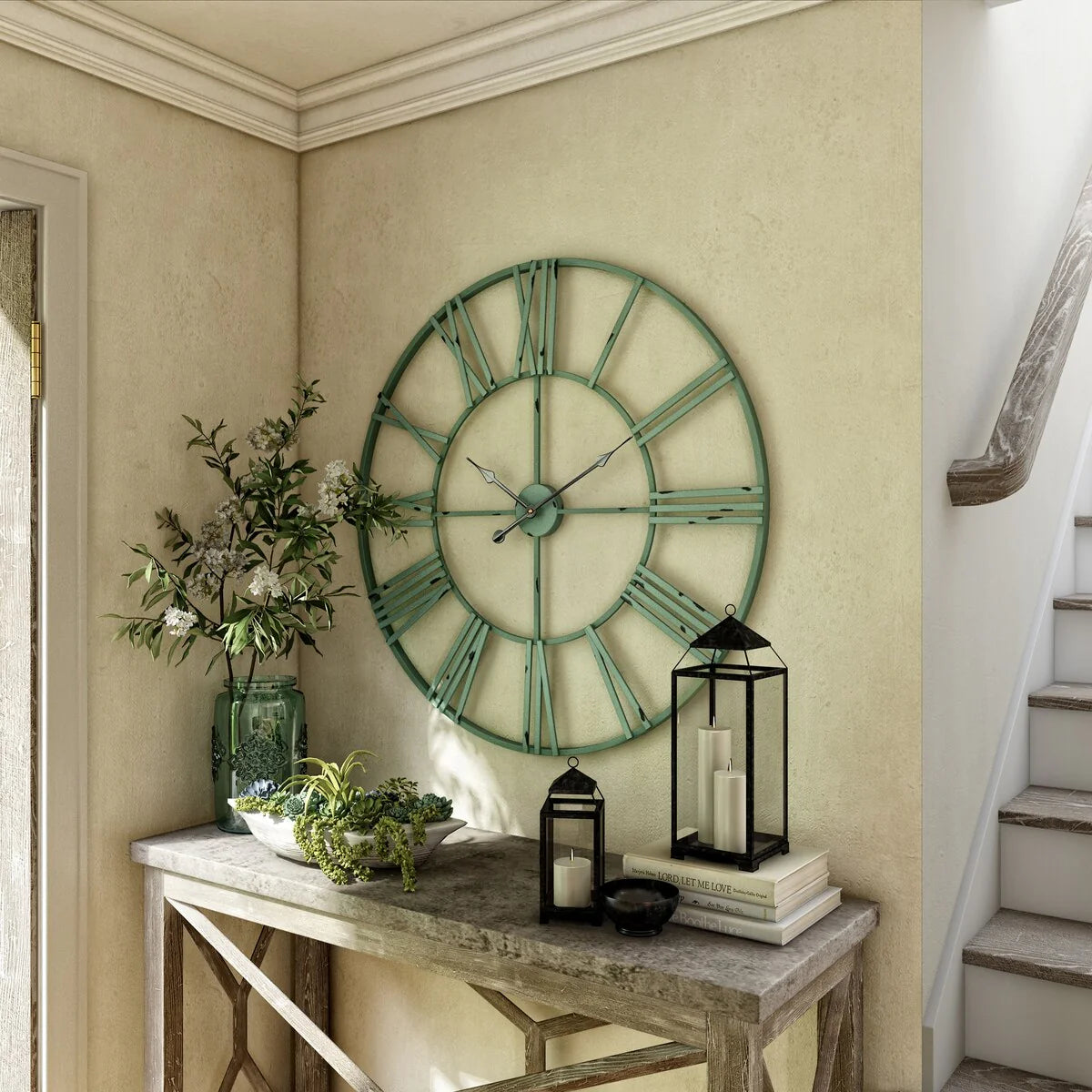 ZenVora Modern Round Metal Wall Clock, Decorative Circular Hanging Clock for Living Room, Bedroom and Office