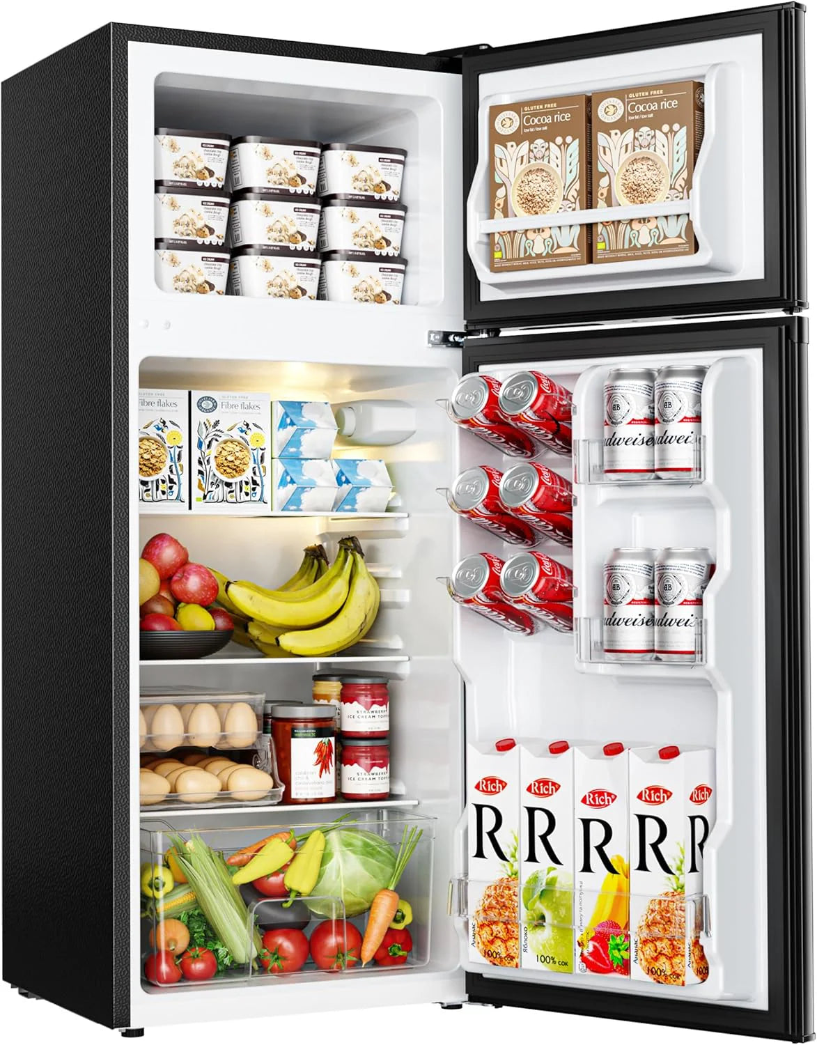 ZenVora 3.2 Cu. Ft. 2-Door Mini Fridge with Freezer, Compact Refrigerator, Silver