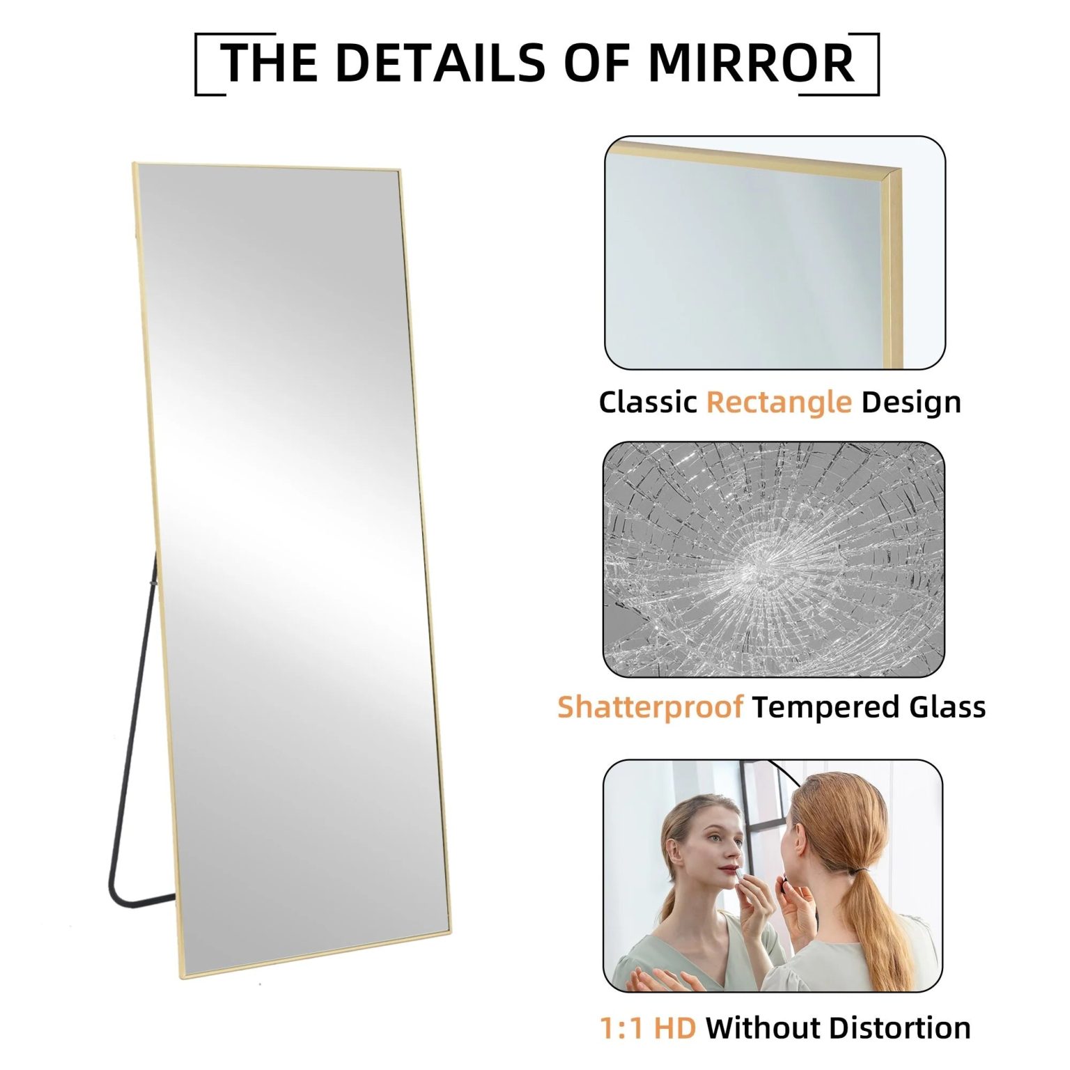 ZenVora 64x21 Full Length Floor Mirror, Large Full Body Aluminum Alloy Frame Standing Mirror with Stand and Wall Mount Option