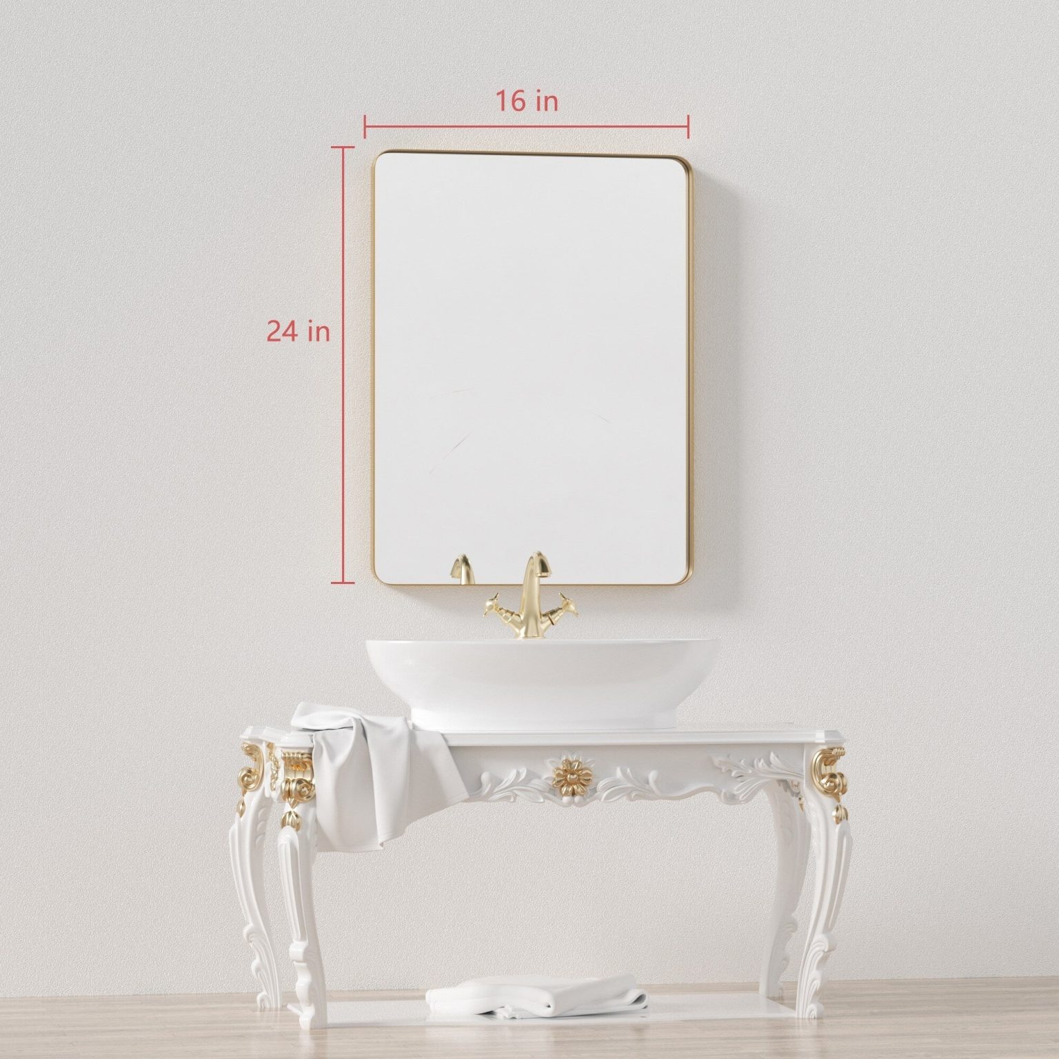 ZenVora Wall Mirror Vanity Mirror, Bathroom Mirror with Rounded Corners, 1 Piece