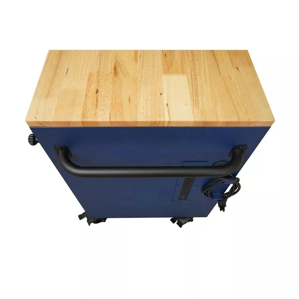 ZenVora 52-Inch 9-Drawer Mobile Workbench with Adjustable Height Wood Top, Heavy Duty Rolling Tool Cabinet