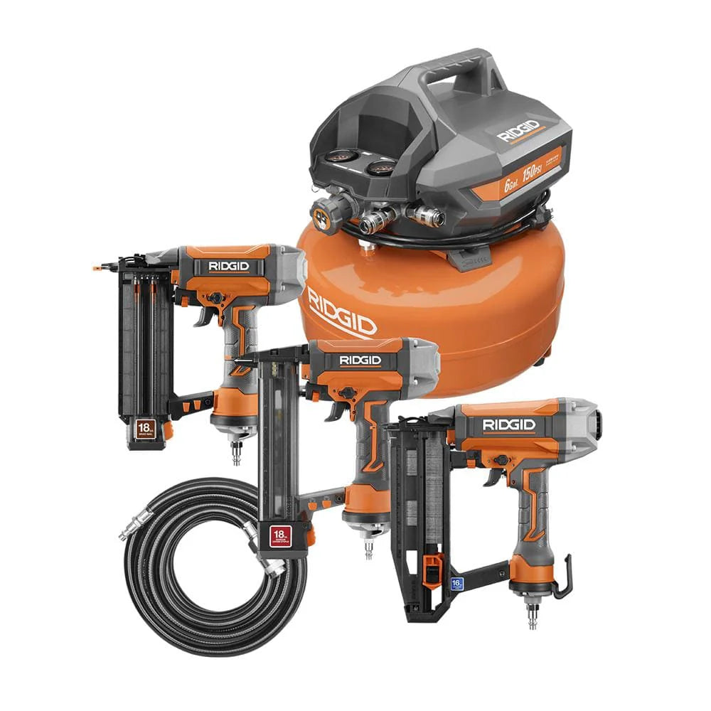 ZenVora 6-Gallon Portable Electric Pancake Air Compressor with 18GA Brad Nailer, 16GA Finish Nailer and 18GA Finish Stapler