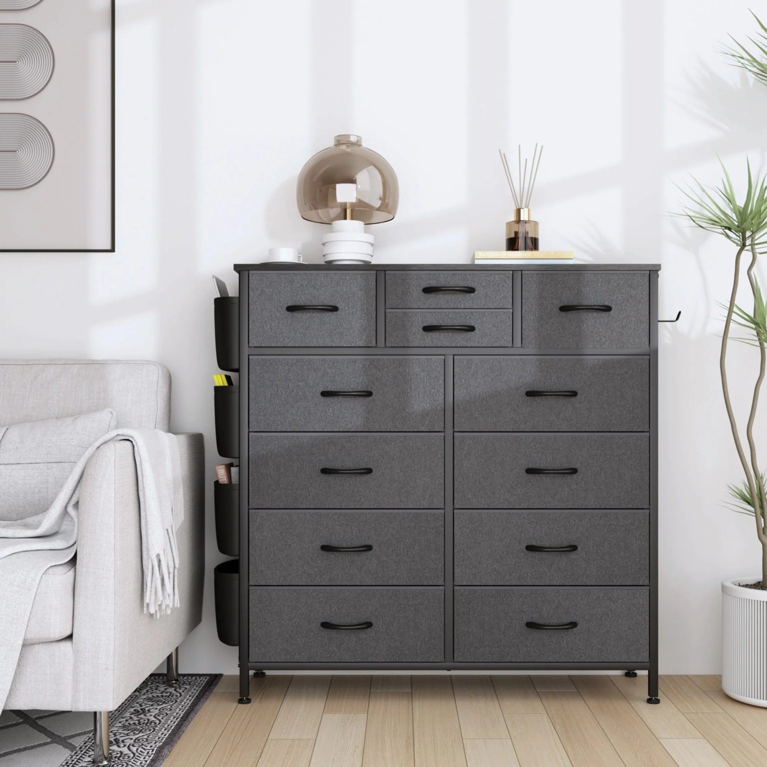 ZenVora 12 Drawer Fabric Dresser, Tall Bedroom Chest of Drawers with Storage