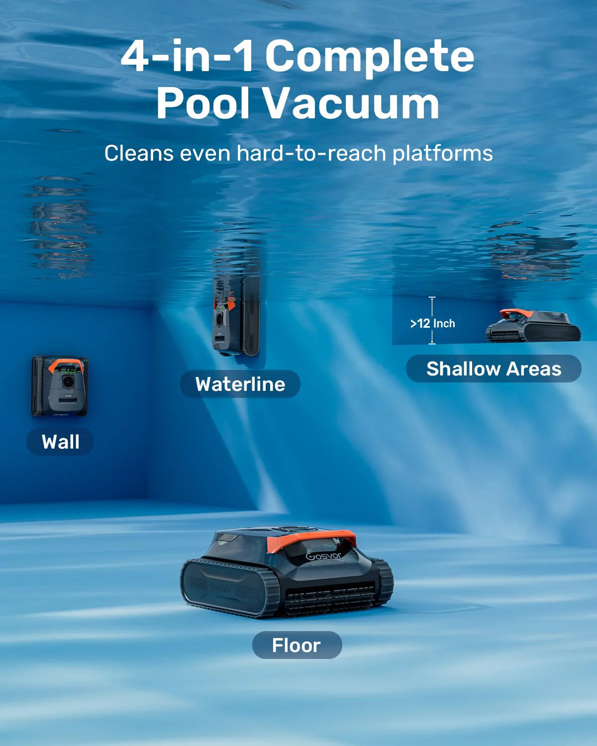 ZenVora Cordless Robotic Pool Vacuum Cleaner, Smart Navigation with Wall and Waterline Cleaning