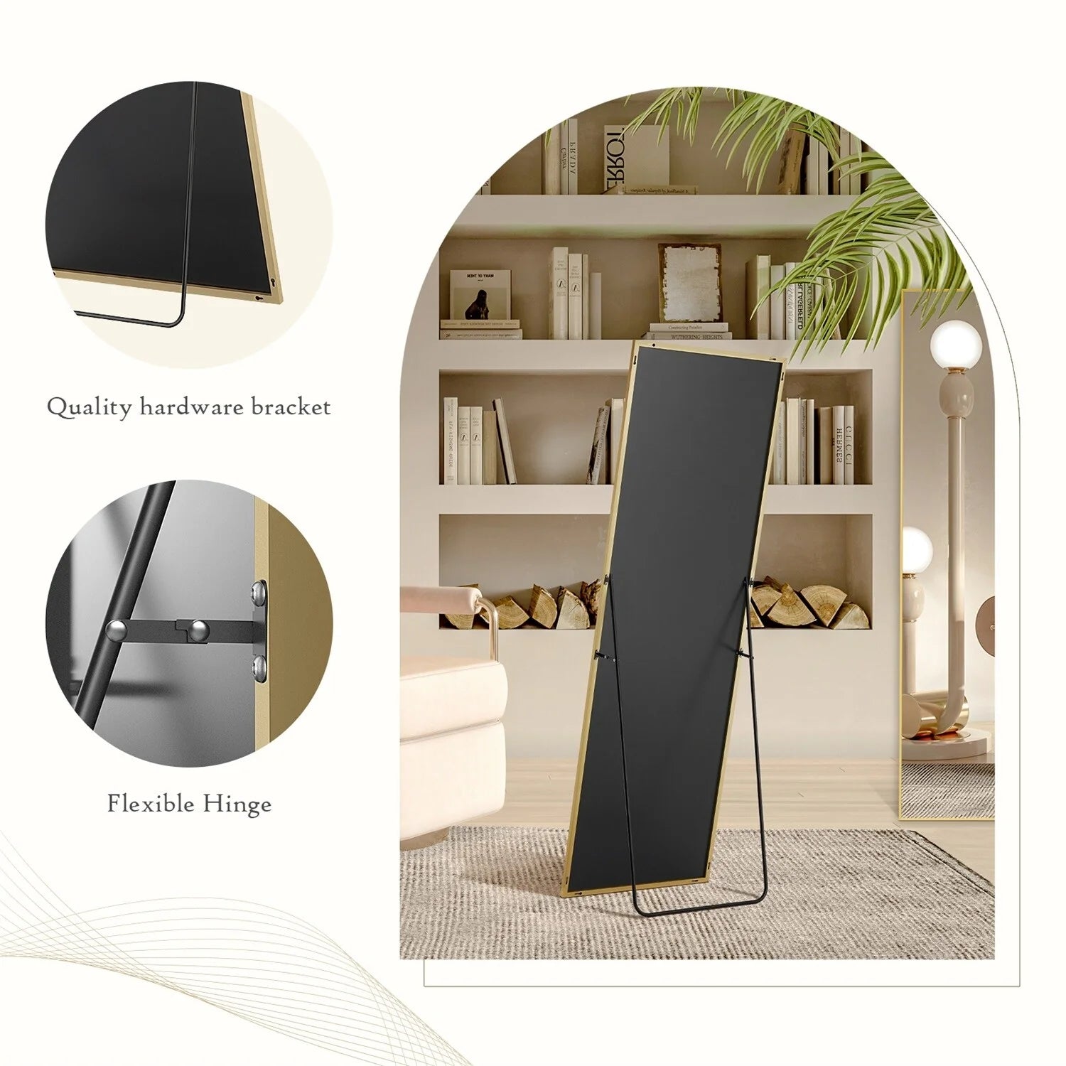 ZenVora Full Length Mirror with Stand, Aluminum Alloy Frame Full Body Floor Mirror for Bedroom and Cloakroom