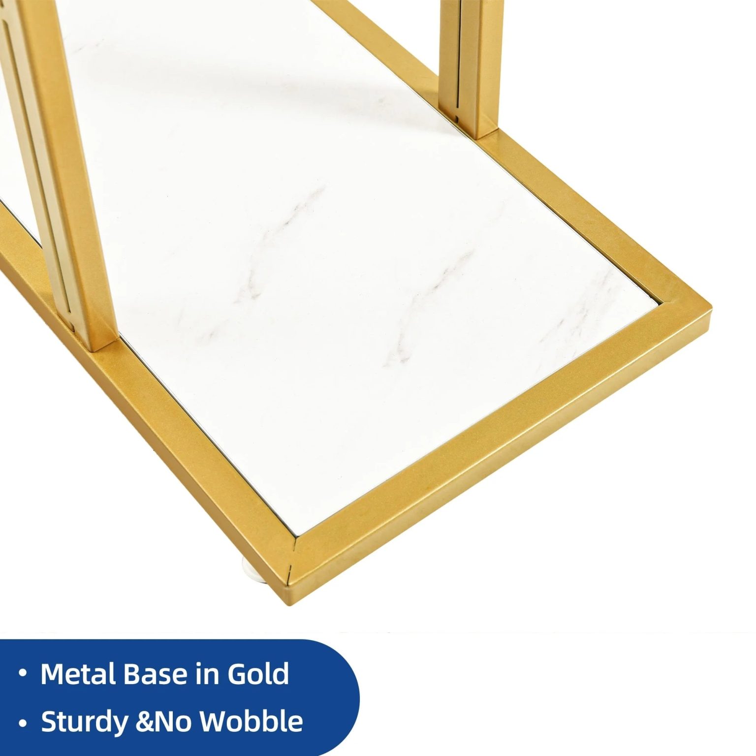ZenVora Modern Gold Console Table with Marbled Top, Sofa Table for Entryway and Hallway