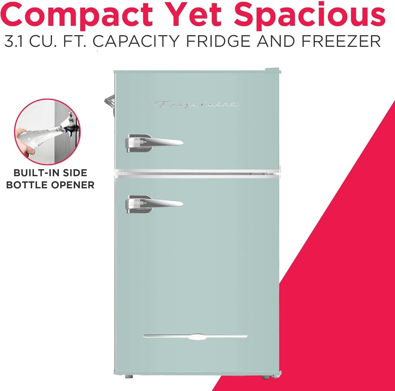 ZenVora Retro 3.2 Cu Ft Mini Fridge with Freezer – 2-Door Compact Refrigerator with Side Bottle Opener