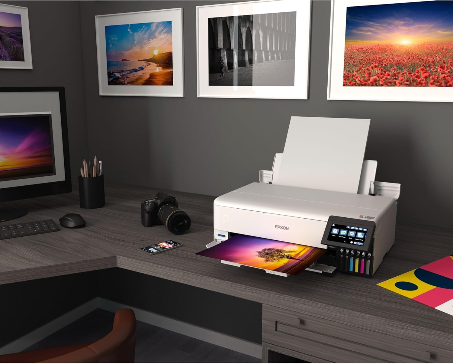 ZenVora Wireless Wide-Format All-In-One Ink Tank Printer, Color Printer with Scanner & Copier for Home Office