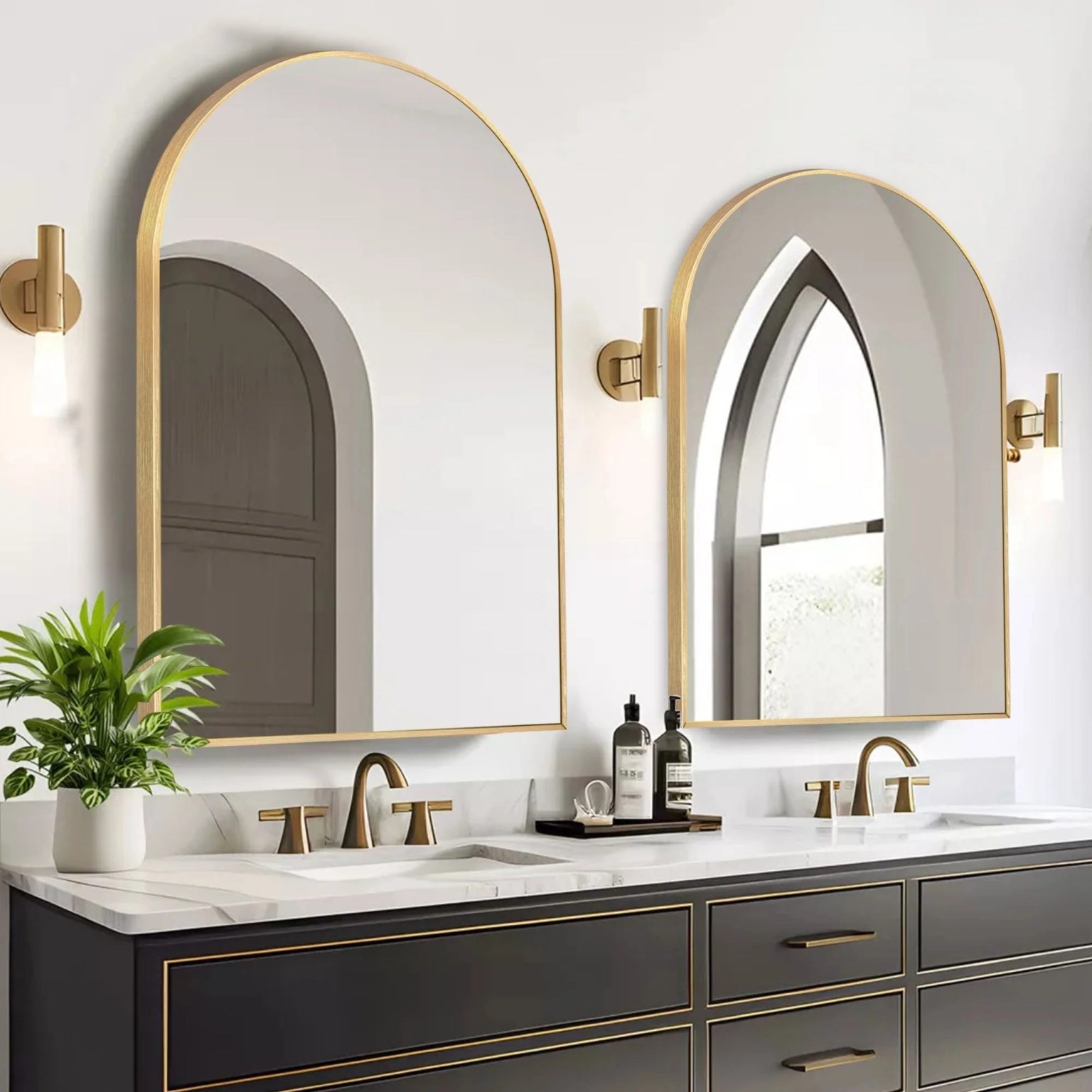 ZenVora Modern Arch Aluminum Bathroom Wall Mirror, Wall Mounted Vanity Mirror for Bathroom, Bedroom and Home Decor