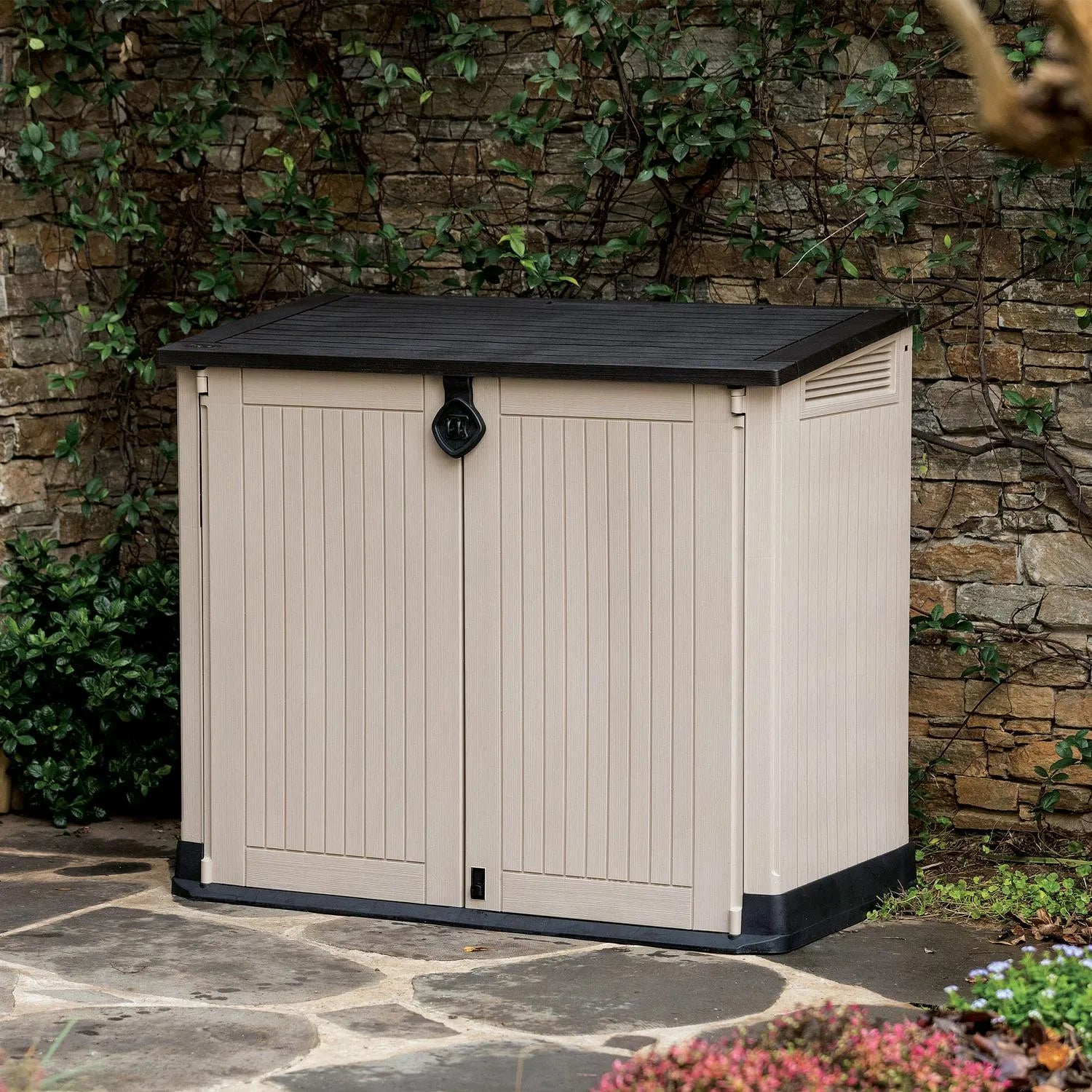 ZenVora 30 Cu. Ft. All-Weather Resin Storage Shed, Beige