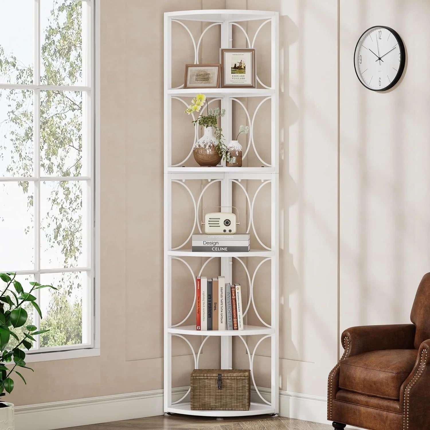 ZenVora 67 Inch Tall Corner Shelf, Freestanding Corner Bookshelf and Storage Shelving Unit