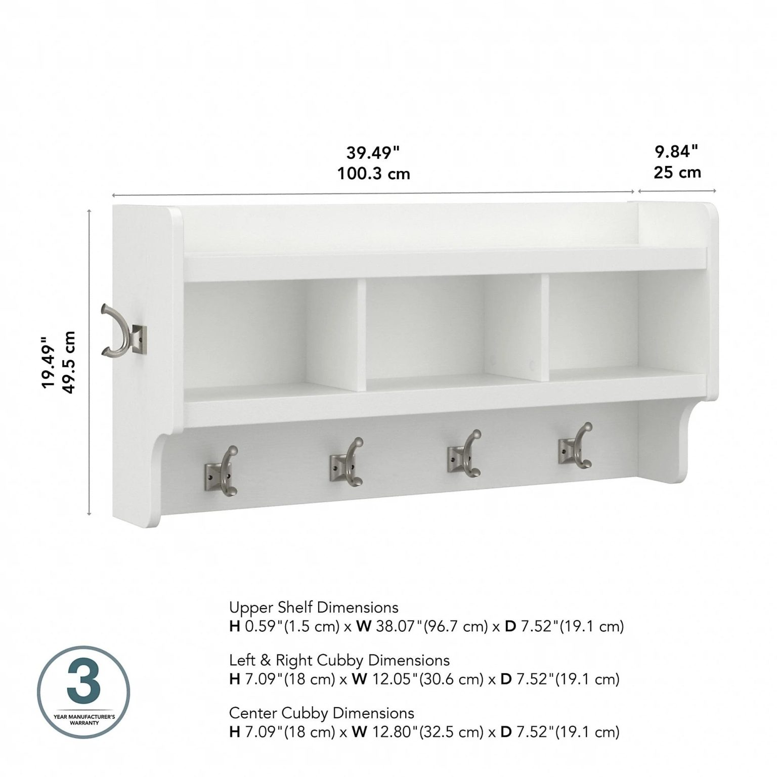 40 Inch Wall Mounted Coat Rack with Shelf, Wooden Entryway Storage and Hanging Organizer