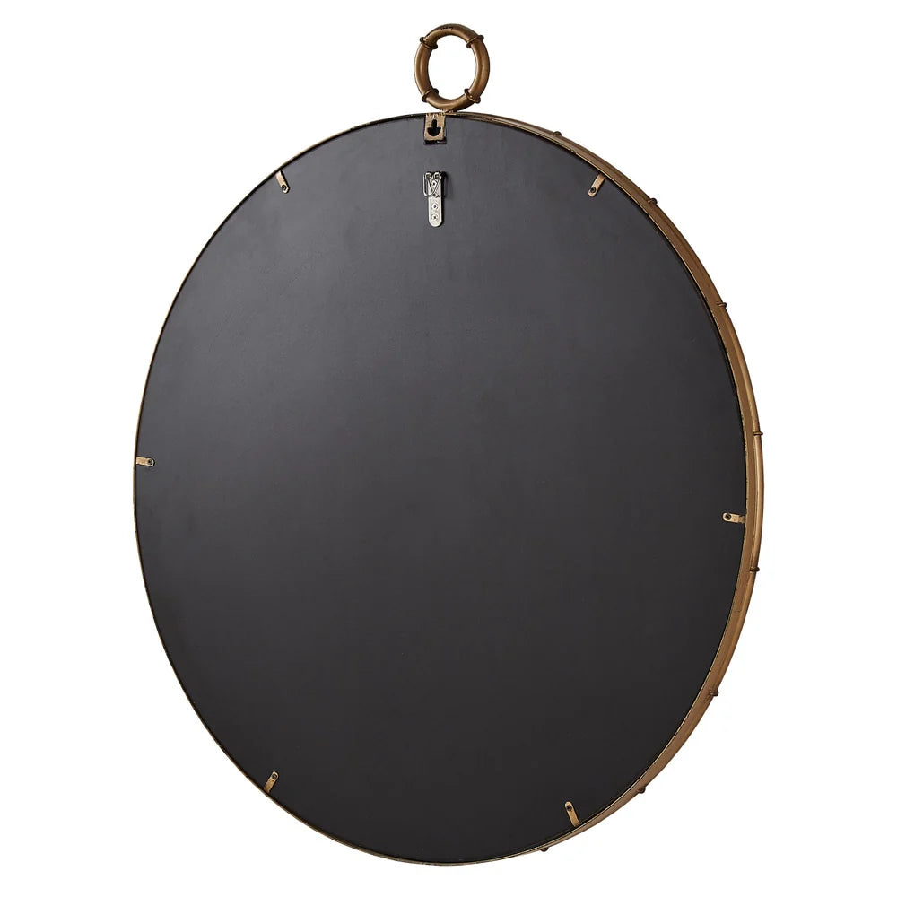 ZenVora Antique Brass Finish Round Wall Mirror, Decorative Accent Mirror for Living Room, Bedroom and Entryway