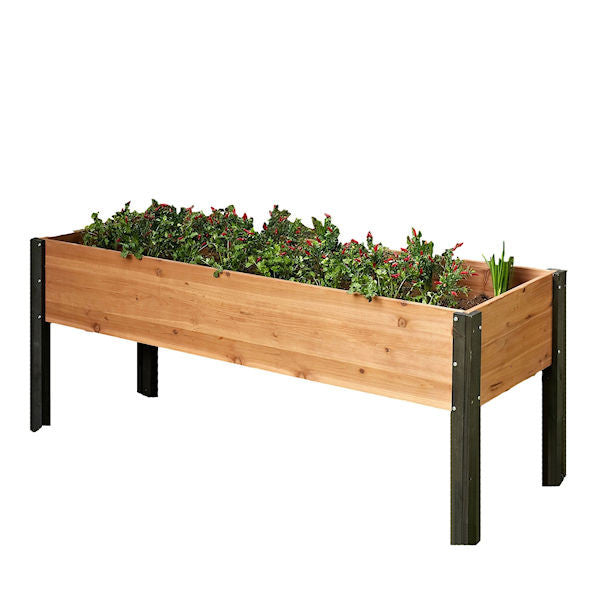 ZenVora 70 Inch Elevated Wooden Raised Garden Bed Planter Box - Outdoor Vegetable & Flower Gardening Bed