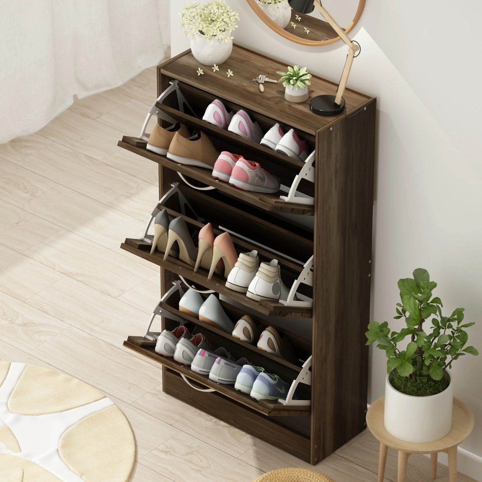 ZenVora Modern Shoe Storage Cabinet for Entryway and Hallway, Space-Saving Shoe Organizer
