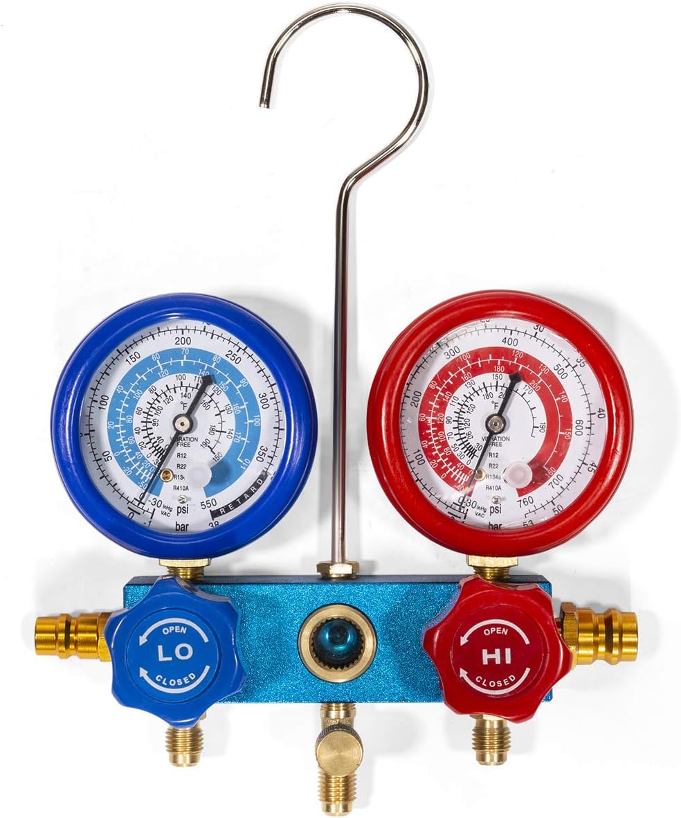 ZenVora 4 CFM HVAC A/C Refrigeration Vacuum Pump and Manifold Gauge Kit with R134a Tap, Leak Detector and Carrying Bag
