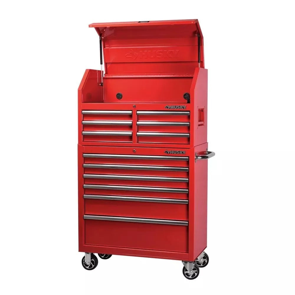 ZenVora 36 Inch 12 Drawer Tool Chest and Cabinet Combo - Rolling Steel Tool Storage Cabinet with Power Strip