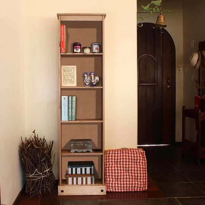 ZenVora Tall Narrow Wood Bookcase, Slim Freestanding Bookshelf for Small Spaces, Home Office and Living Room