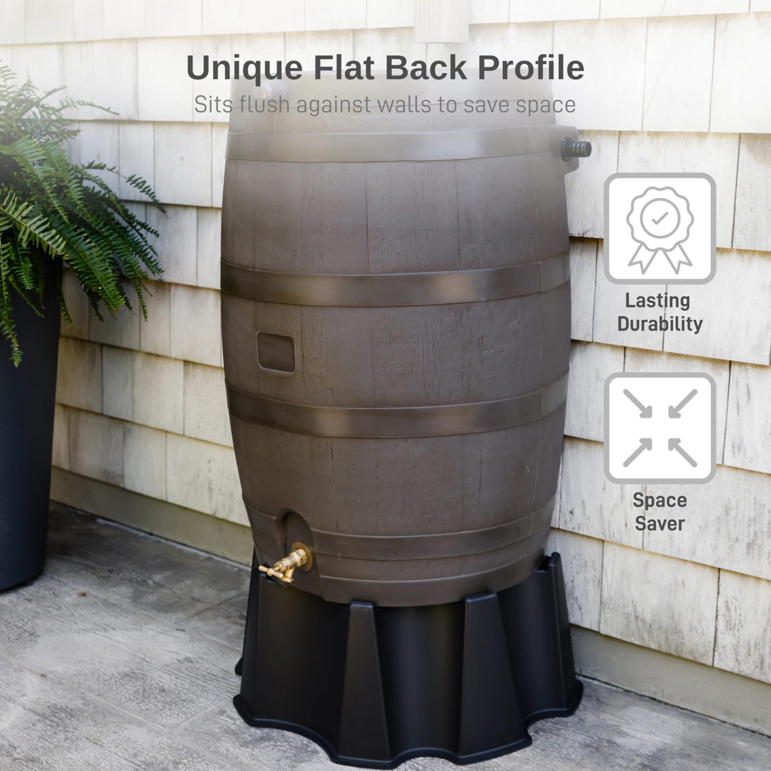 ZenVora 50 Gallon Rain Barrel with Brass Spigot, Large Outdoor Rainwater Collection and Storage Container for Garden