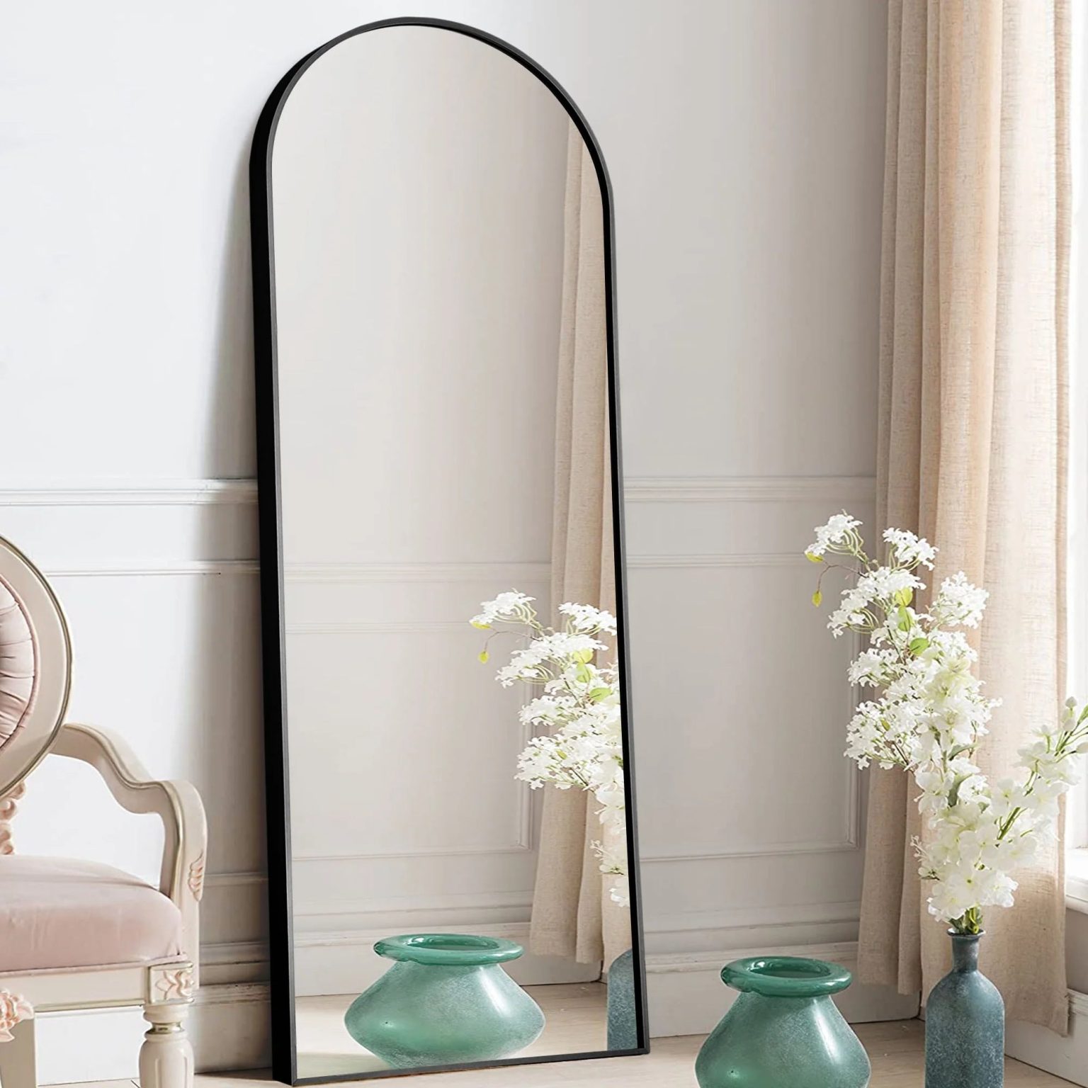 ZenVora Arched Full Length Floor Mirror, Large Full Body Standing and Wall Mounted Mirror for Bedroom, Living Room and Home Decor