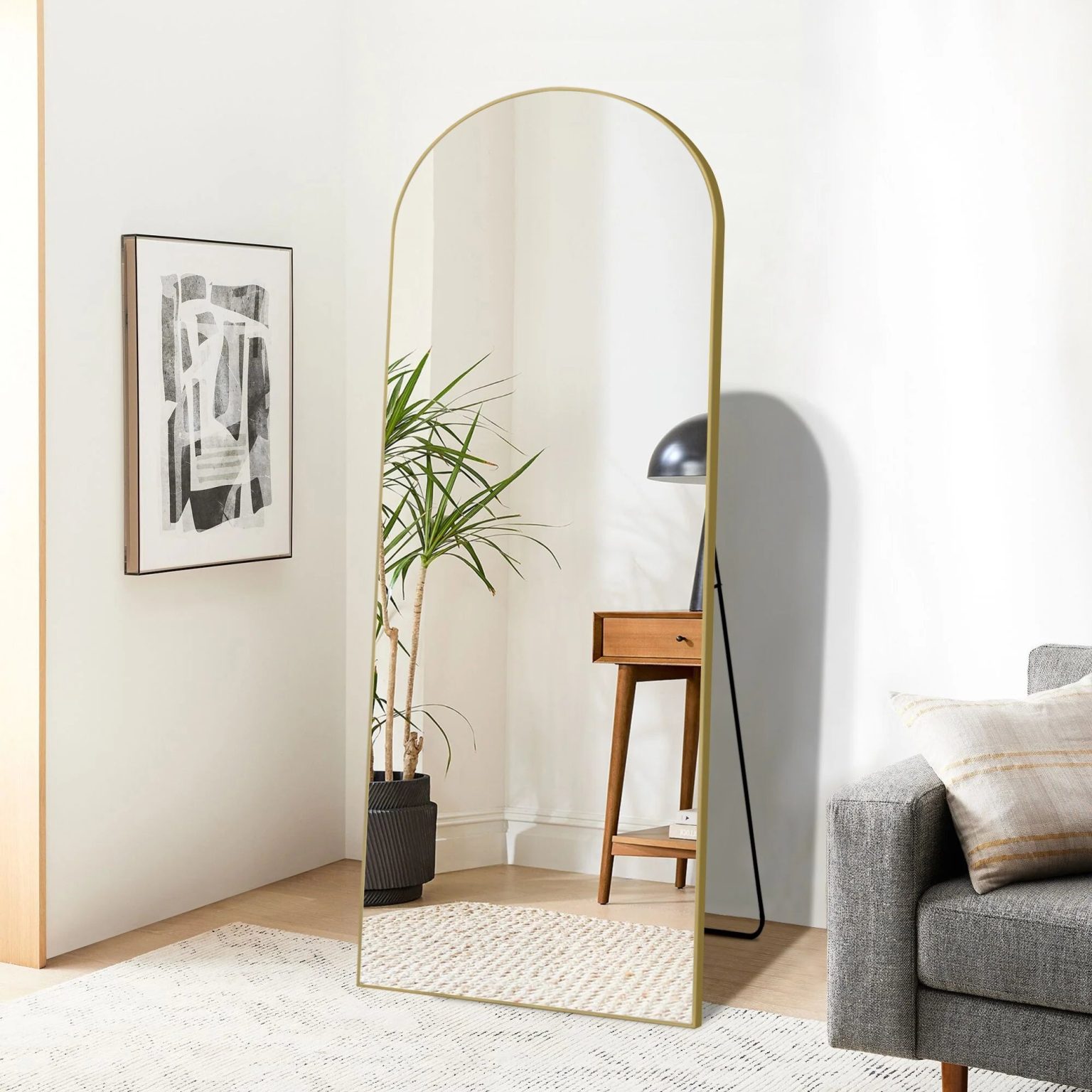 ZenVora 64x21 Full Length Floor Mirror, Large Full Body Aluminum Alloy Frame Standing Mirror with Stand and Wall Mount Option