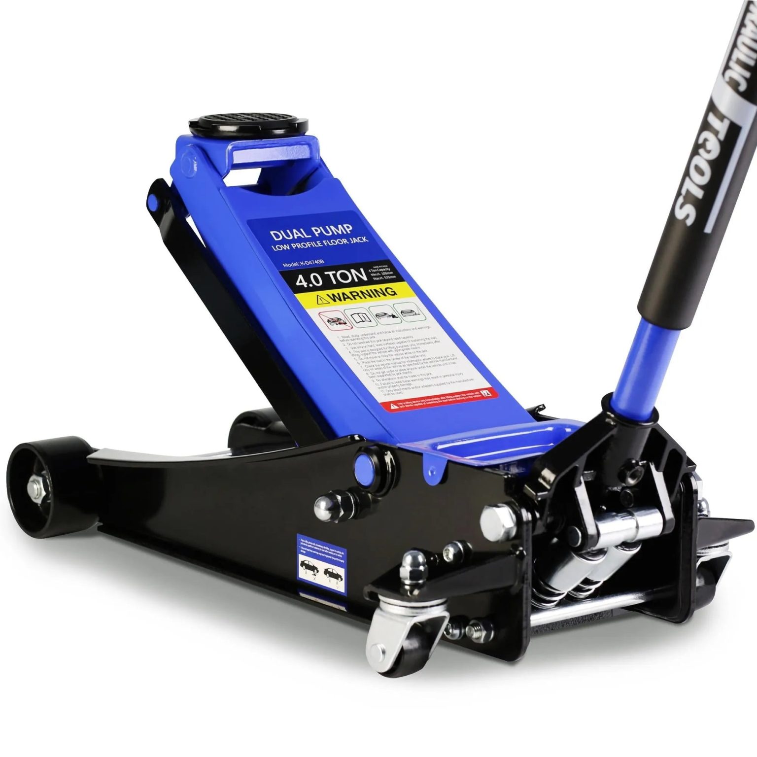 ZenVora 4-Ton Low-Profile Floor Jack with Dual Pump Pistons, 4"-21" Lift Range, 8,000-Lb. Capacity
