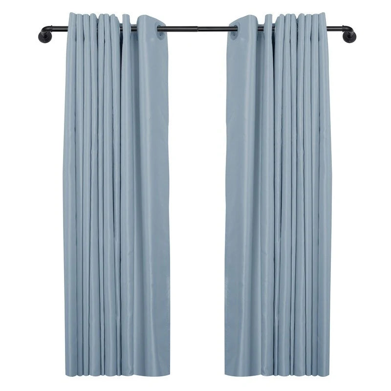 ZenVora 1 Inch Industrial Curtain Rods for Windows, Blackout Wrap-Around Rods, Rustic Matte Black