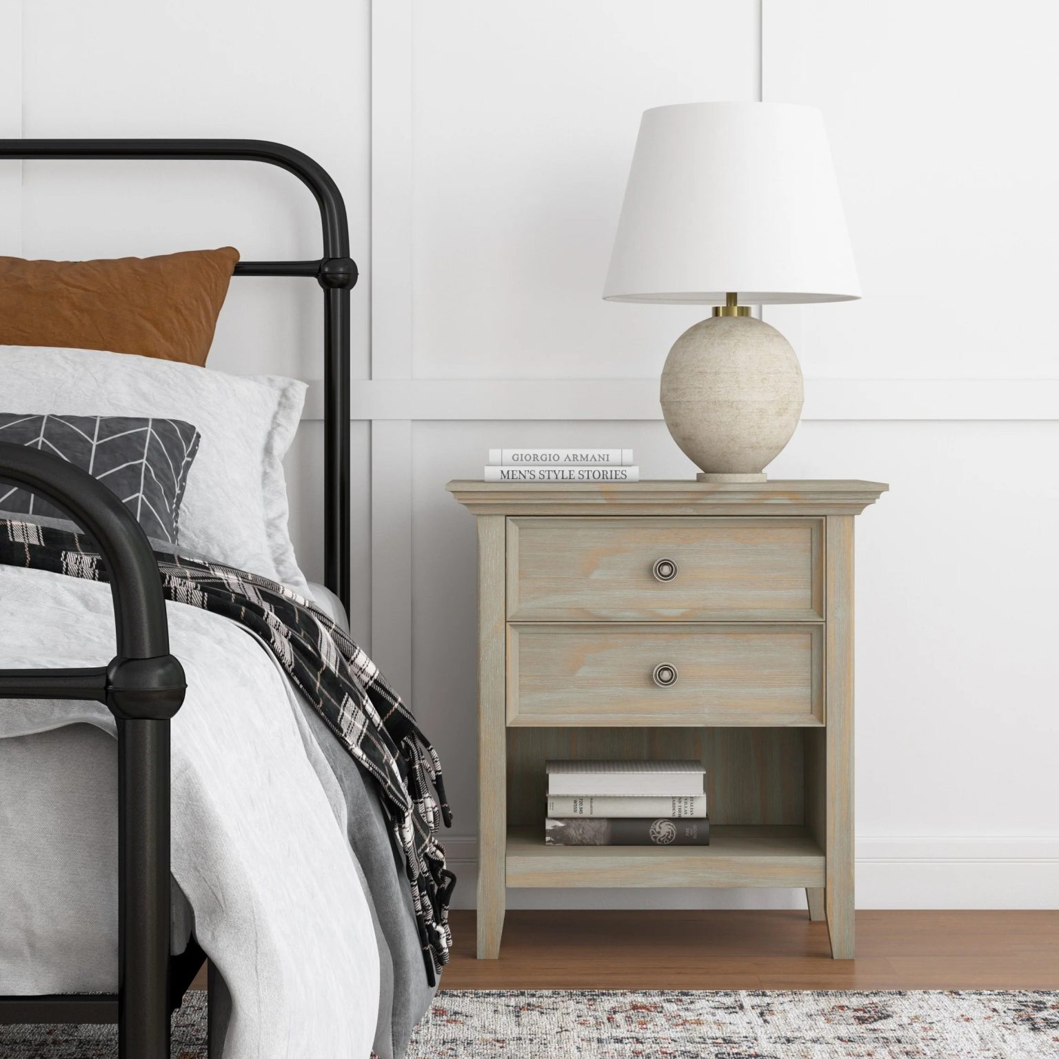 ZenVora 24 Inch Wide Solid Wood Nightstand, Bedside Table and Bedroom End Table
