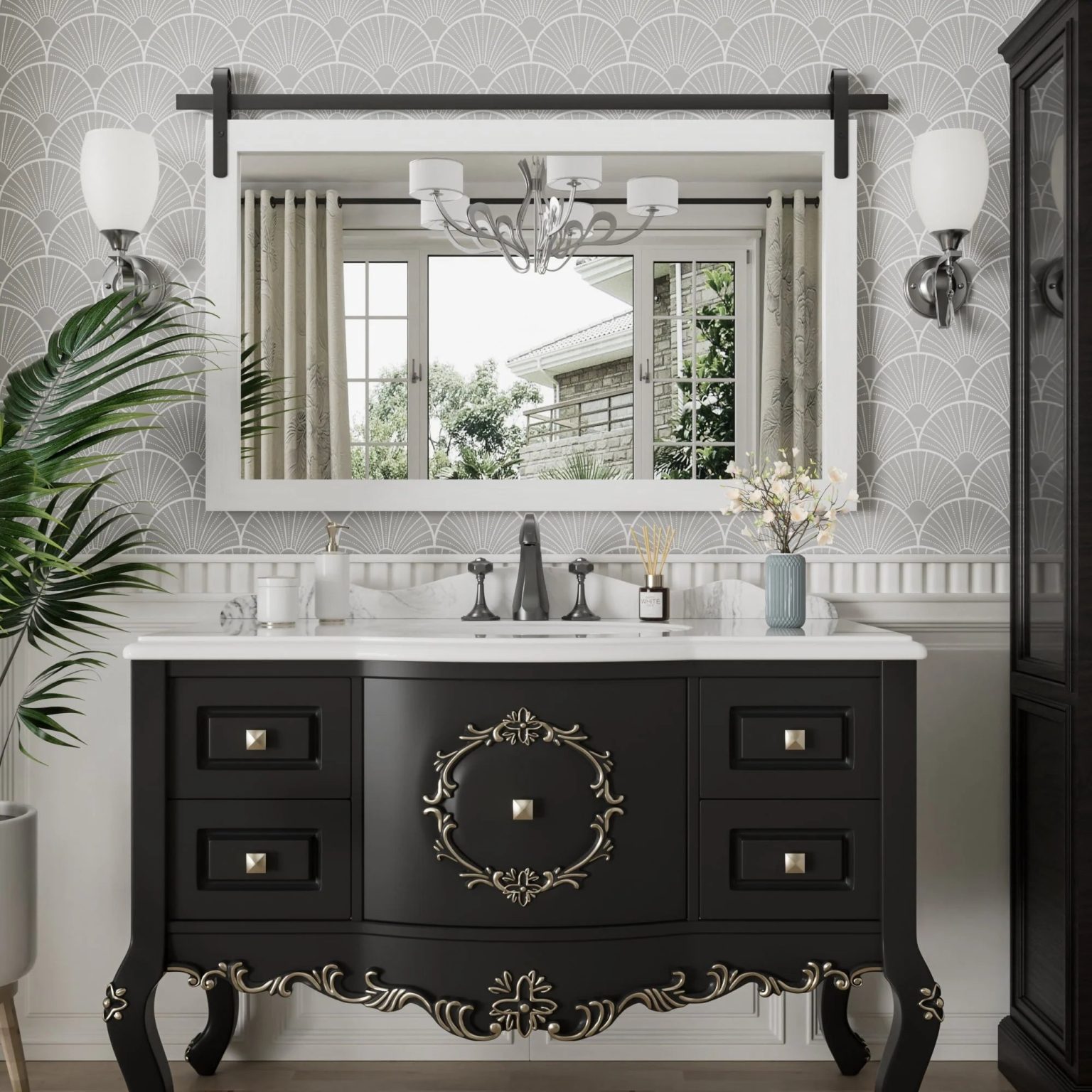 ZenVora Modern Rectangular Wall Mirror with Wood Frame, Bathroom and Barn Door Mirror, Multiple Sizes