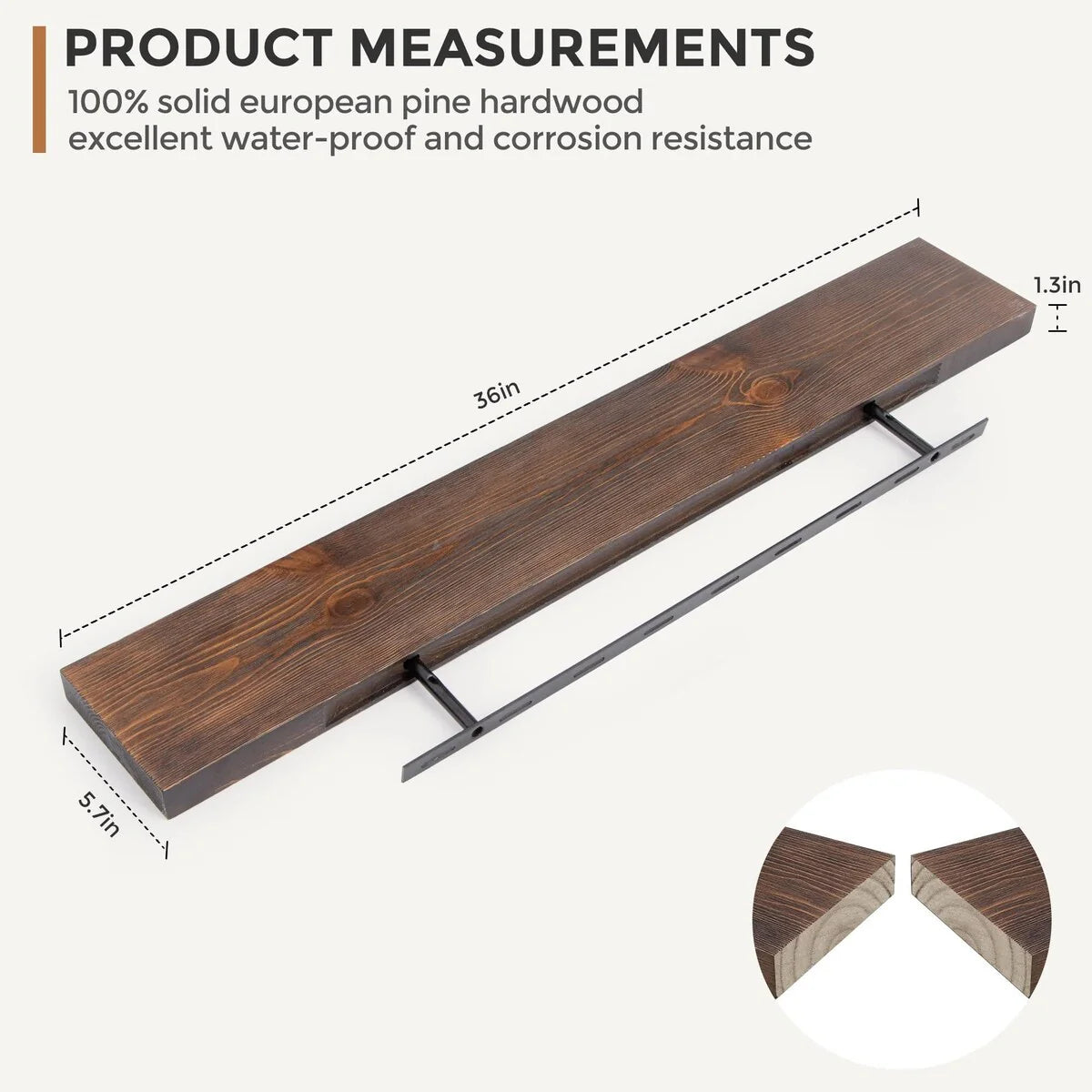 ZenVora Set of 2 Handcrafted European Pine Floating Wall Shelves, Natural Rustic Wood