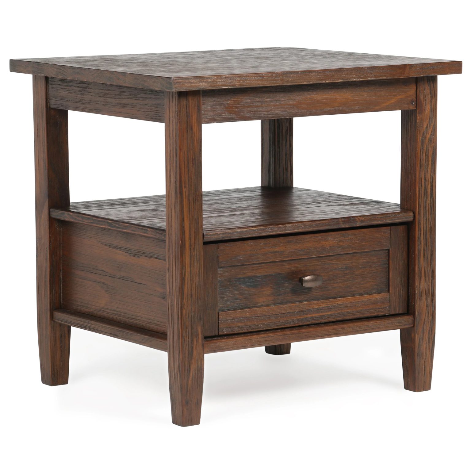 ZenVora 20 Inch Wide Solid Wood Rectangle End Table, Transitional Side Table