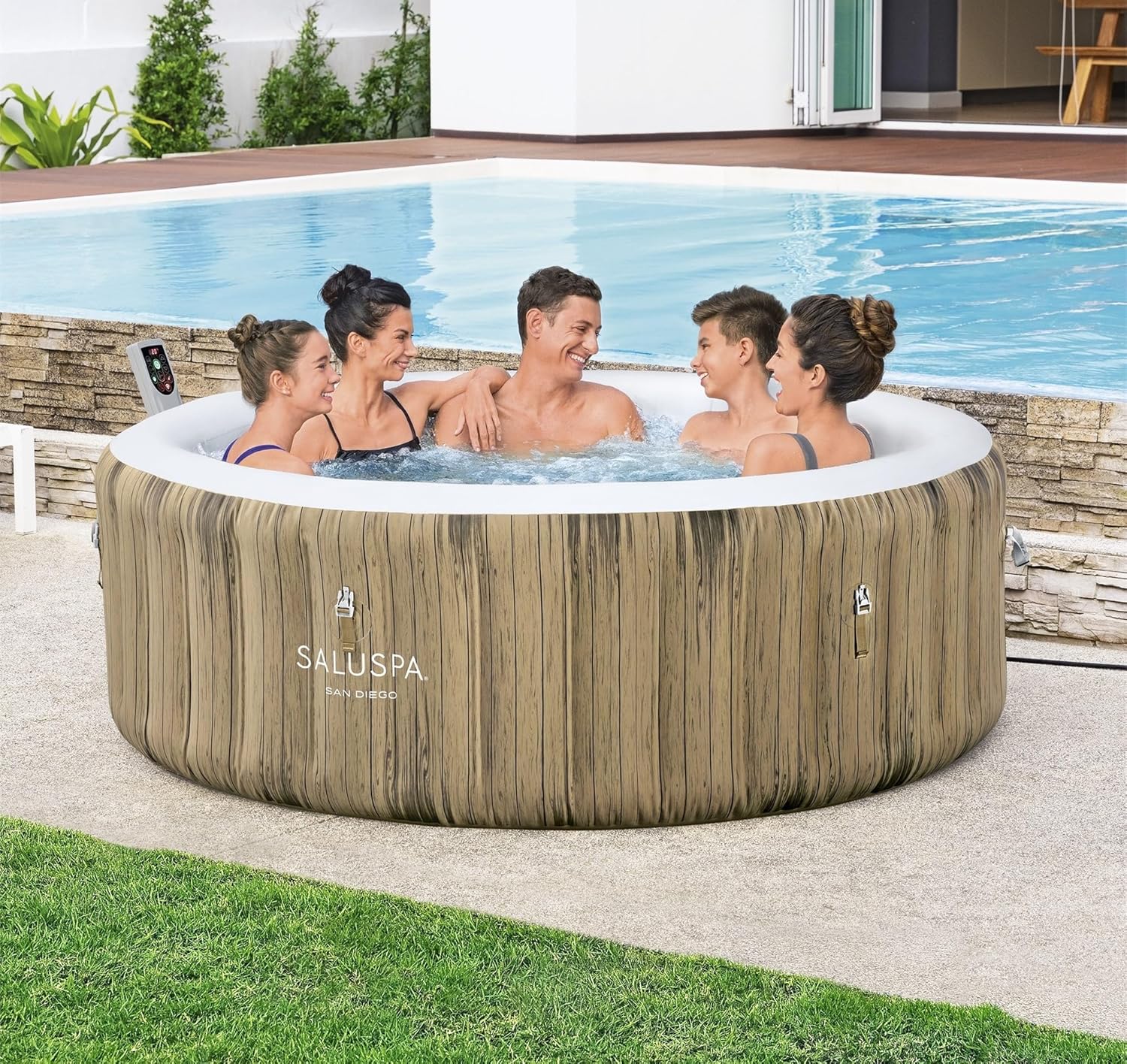 ZenVora 71 x 26-Inch Inflatable Hot Tub Spa for 2-4 Persons, Portable, with 2 Covers, Black