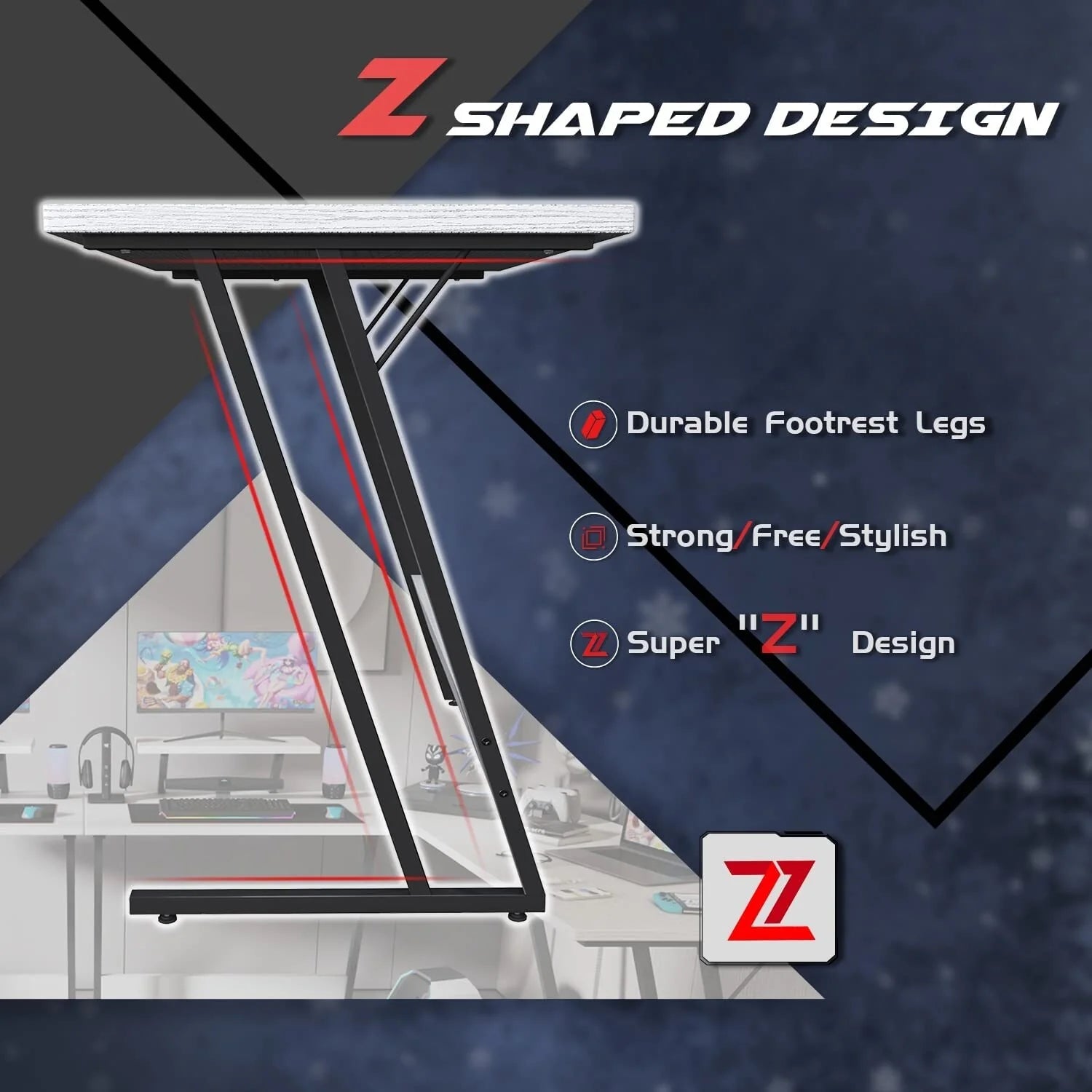 ZenVora L Shaped Gaming Desk, Corner Computer PC Workstation for Gaming, Home Office and Study