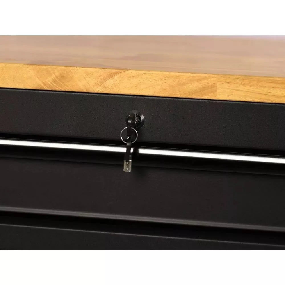 ZenVora 61-Inch W x 23-Inch D 15-Drawer Mobile Workbench with Solid Wood Top