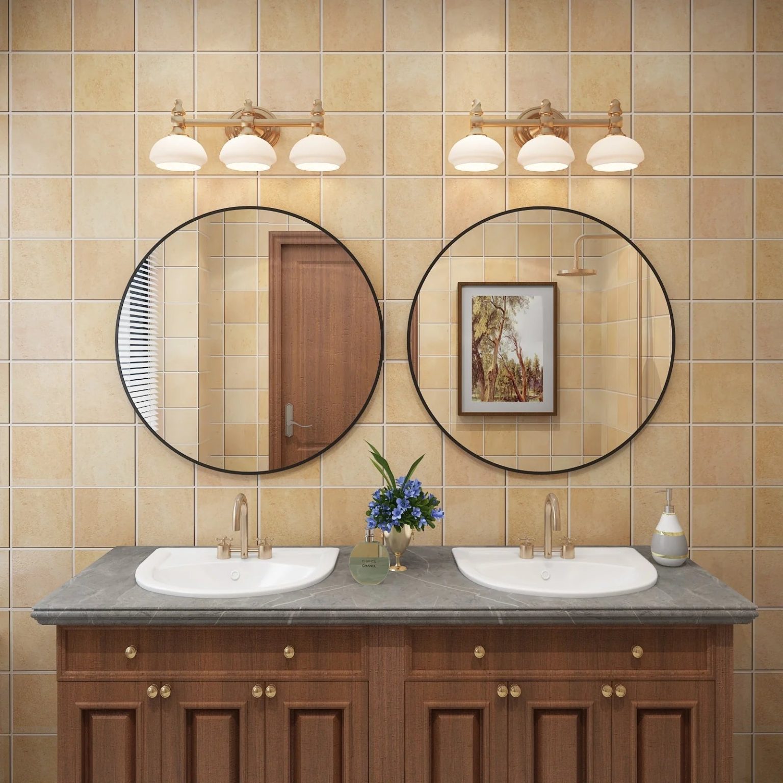 ZenVora Round Metal Black Frame Bathroom Vanity Mirror, Wall Mounted Decorative Mirror