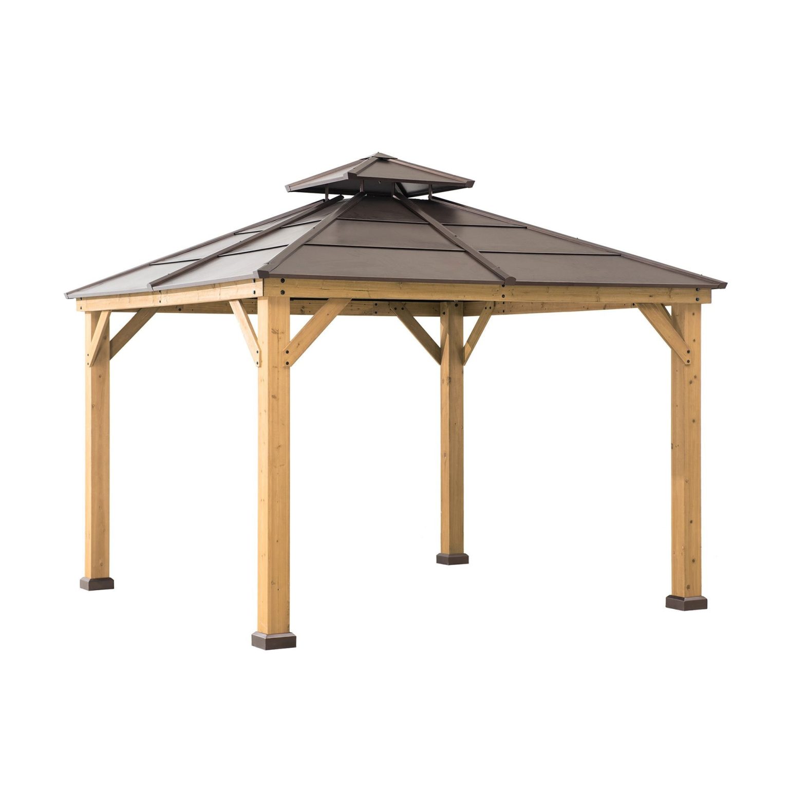 ZenVora 10 x 10 ft. Cedar-Framed Gazebo with Steel 2-Tier Hip Roof Hardtop