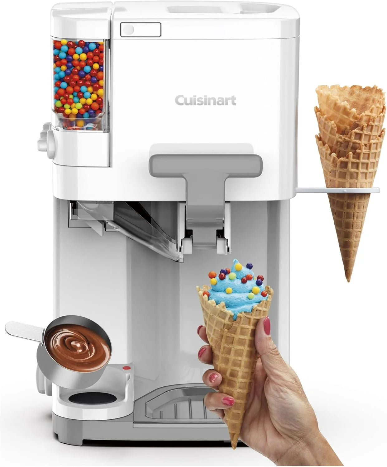 ZenVora 1.5 Qt Soft Serve Ice Cream Machine – 3 Built-In Mix-In Dispensers with Warming Plate