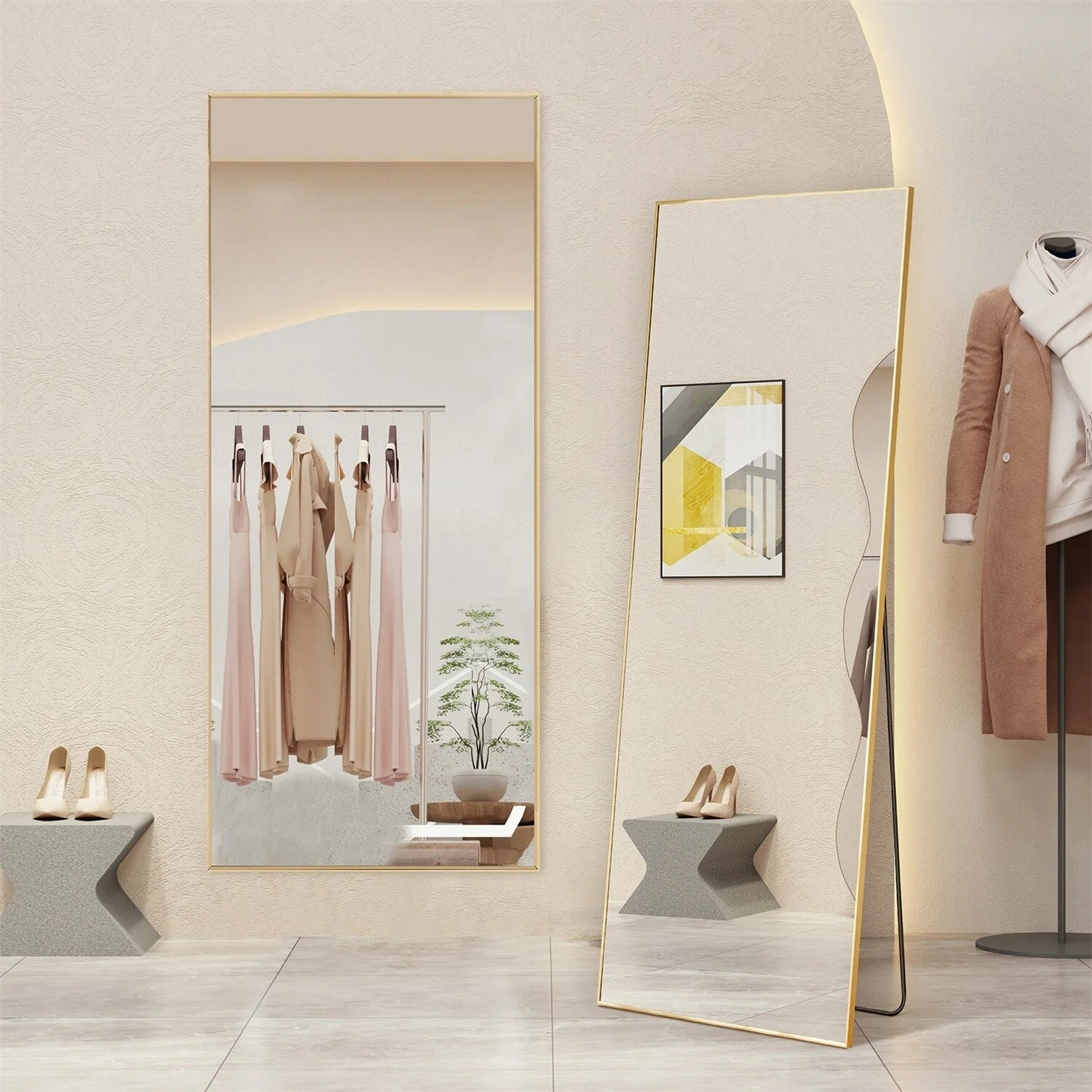 ZenVora Full Length Mirror with Stand, Aluminum Alloy Frame Full Body Floor Mirror for Bedroom and Cloakroom