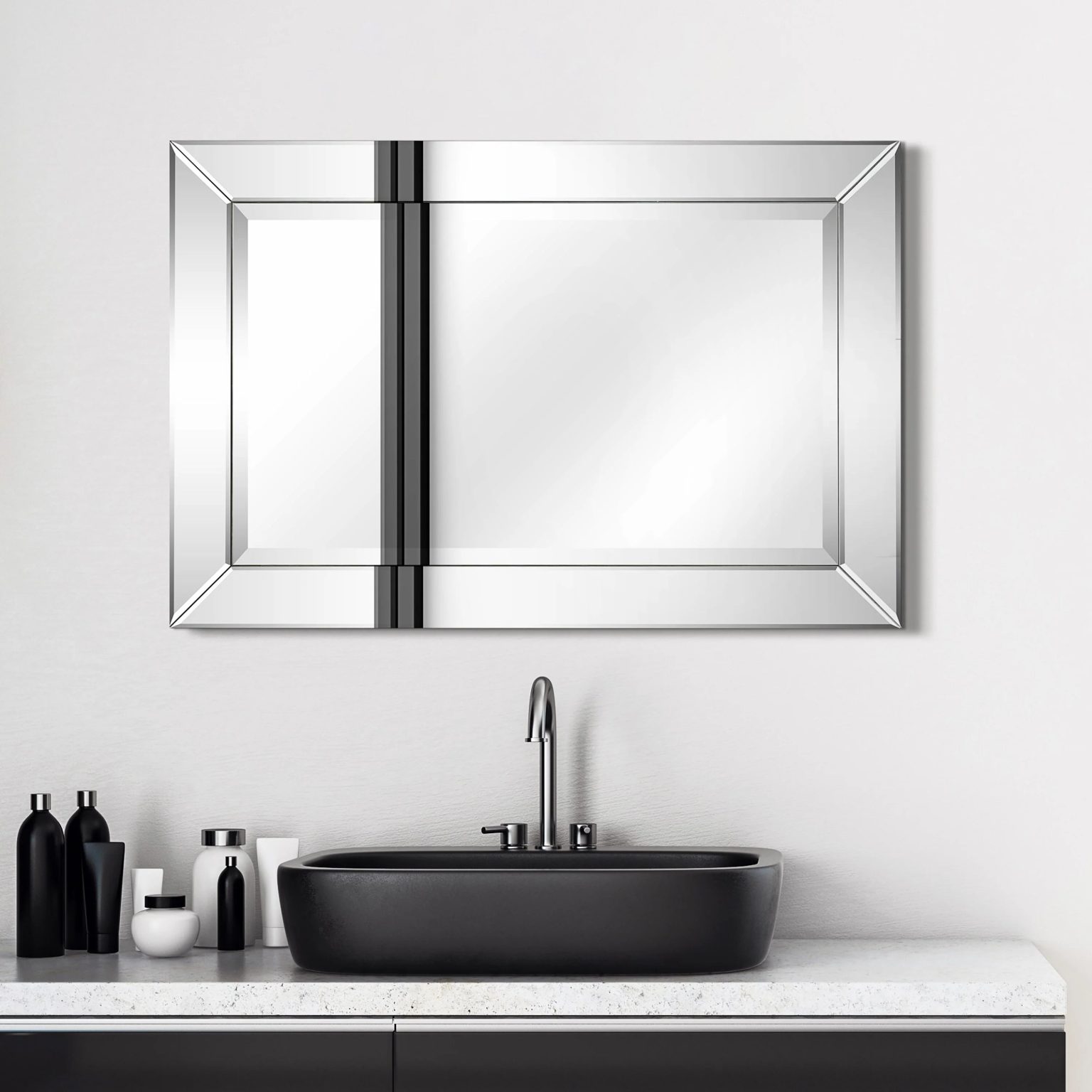 ZenVora Beveled Rectangular Clear HD Wall Mirror, Bathroom Vanity and Bedroom Mirror, 3 Sizes