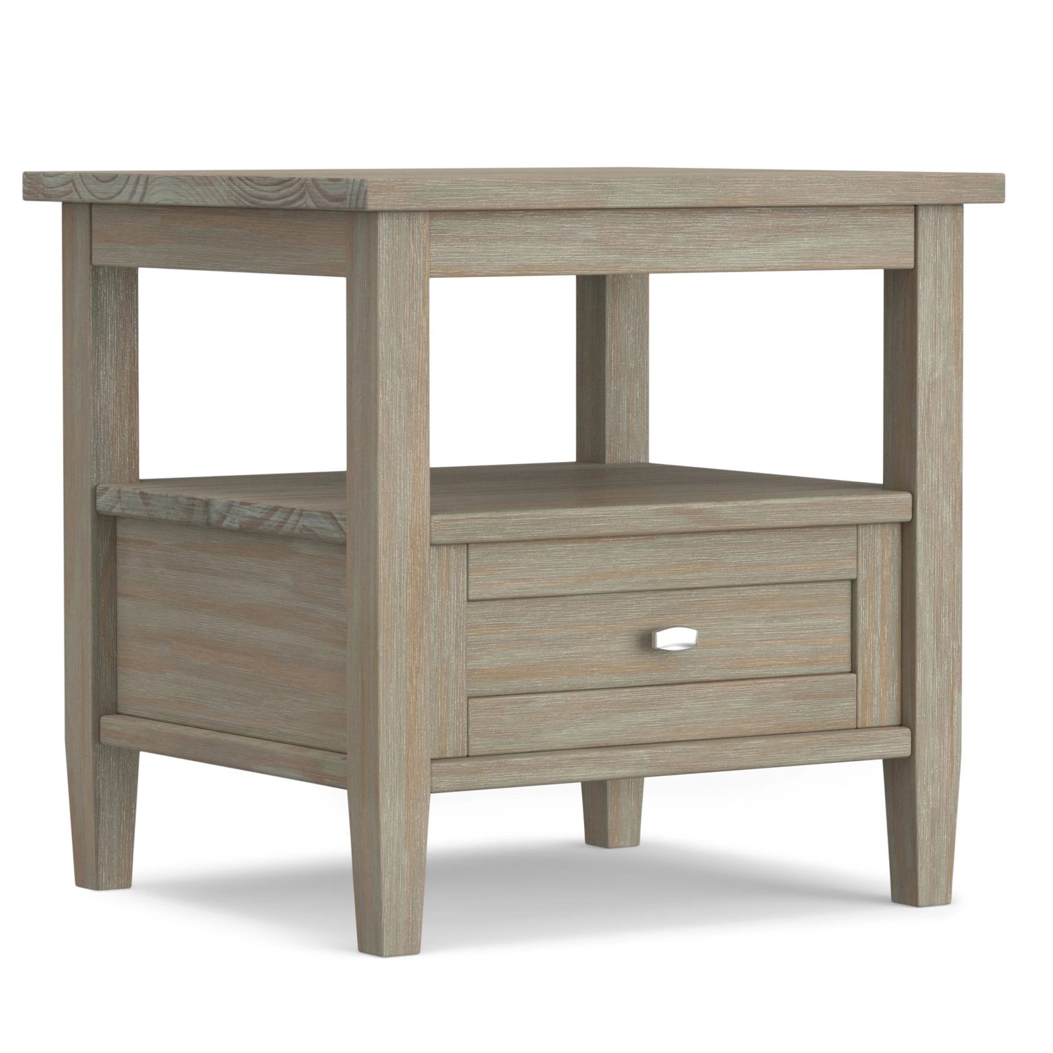 ZenVora 20 Inch Wide Solid Wood Rectangle End Table, Transitional Side Table